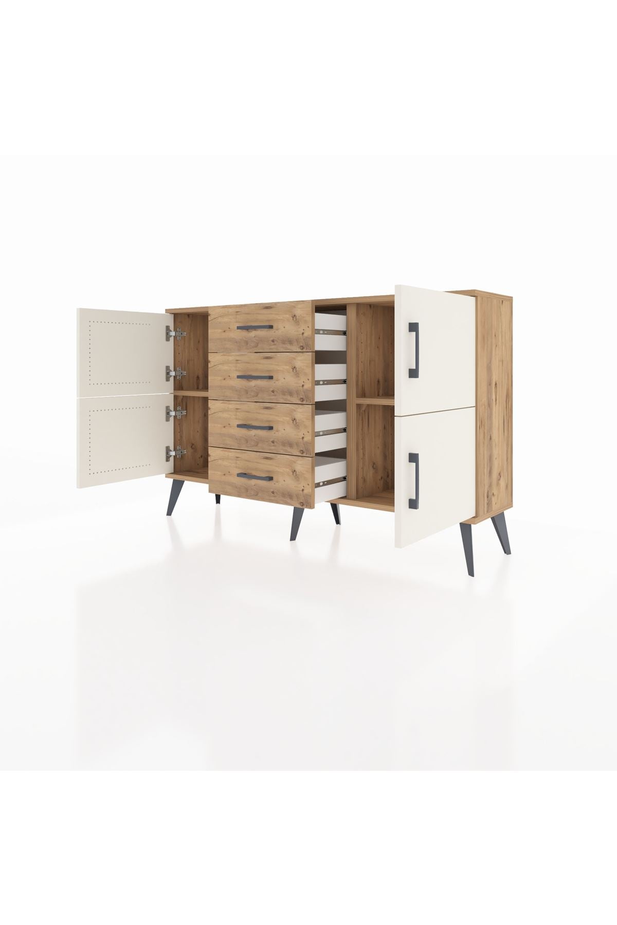 Arges Konsol 2 Raflı 4 Çekmeceli 4 Kapaklı 132x30x83 - S144M033V24A