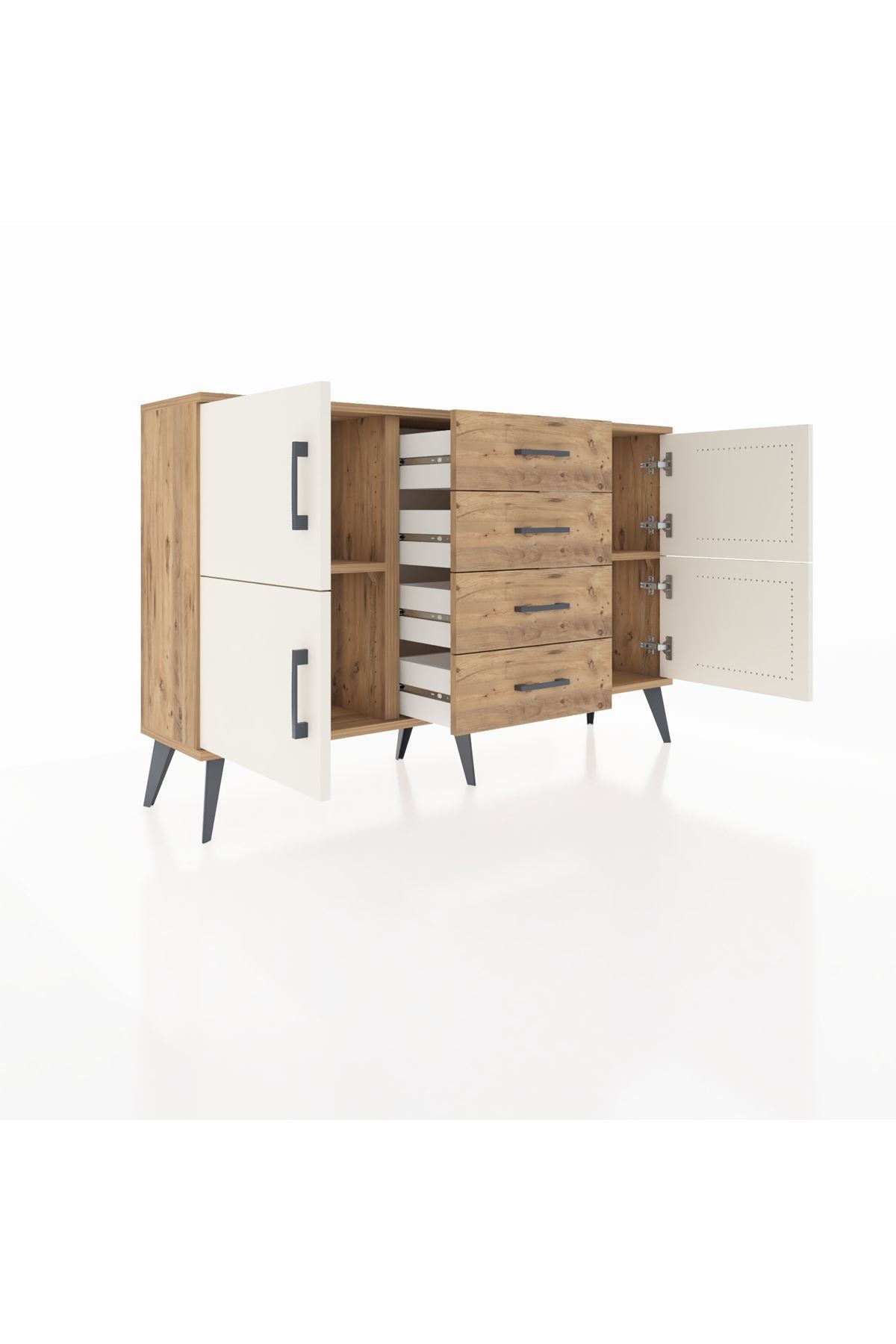 Arges Konsol 2 Raflı 4 Çekmeceli 4 Kapaklı 132x30x83 - S144M033V24A