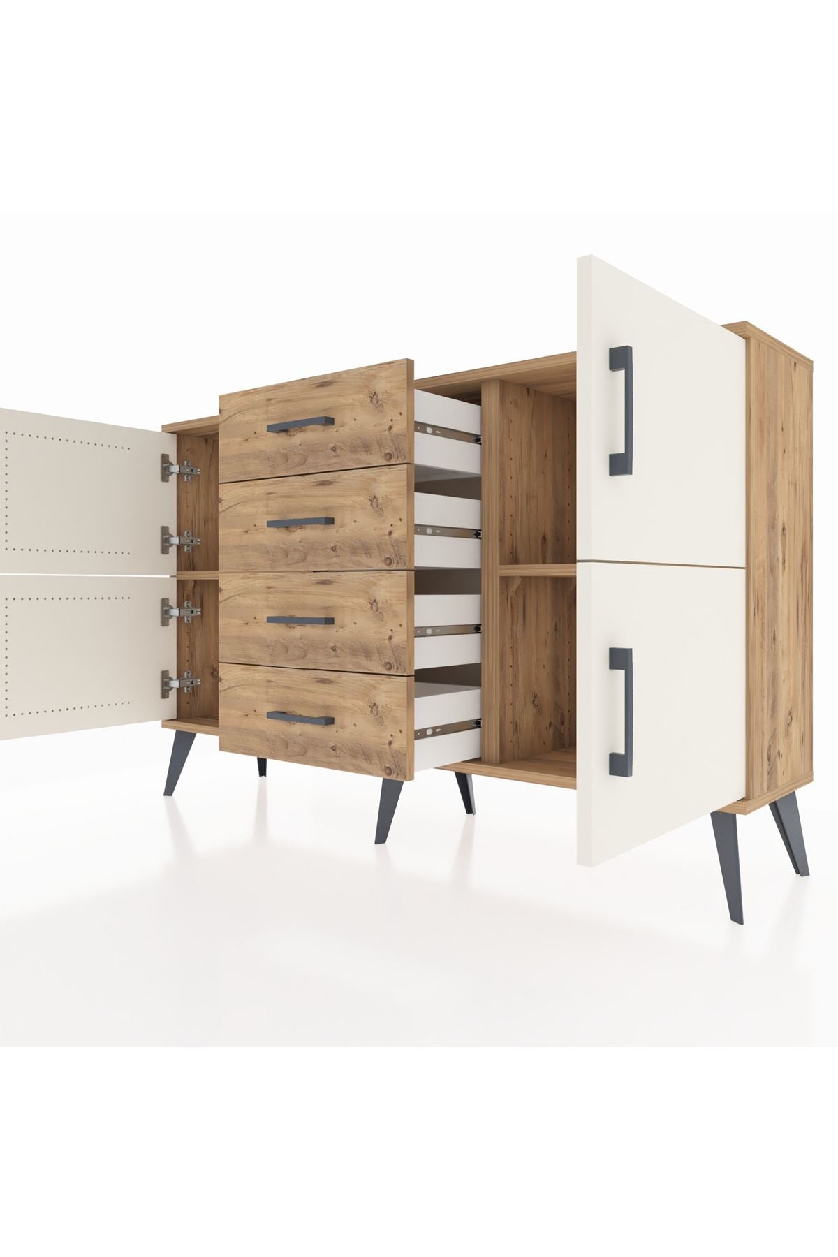 Arges Konsol 2 Raflı 4 Çekmeceli 4 Kapaklı 132x30x83 - S144M033V24A