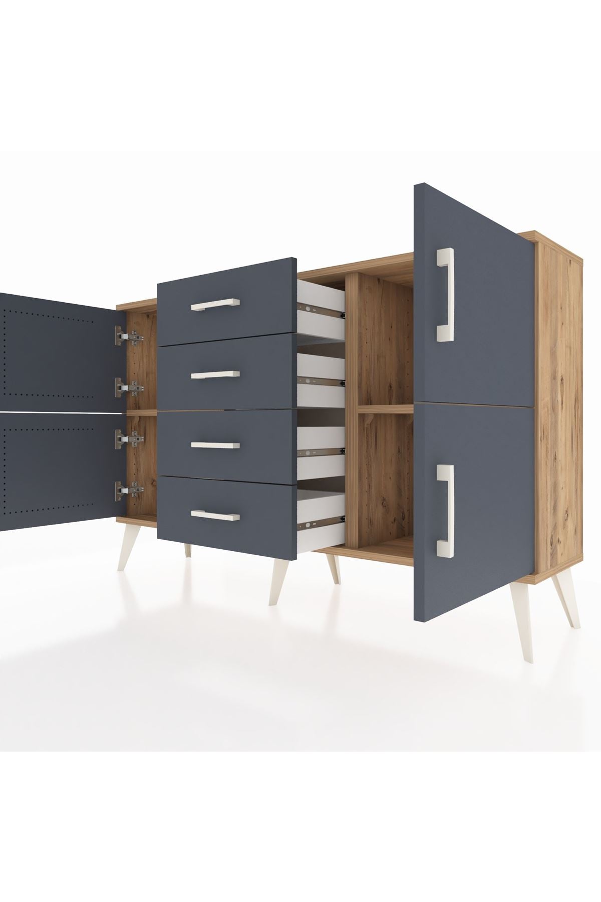 Arges Konsol 2 Raflı 4 Çekmeceli 4 Kapaklı 132x30x83 - S144M033V26A