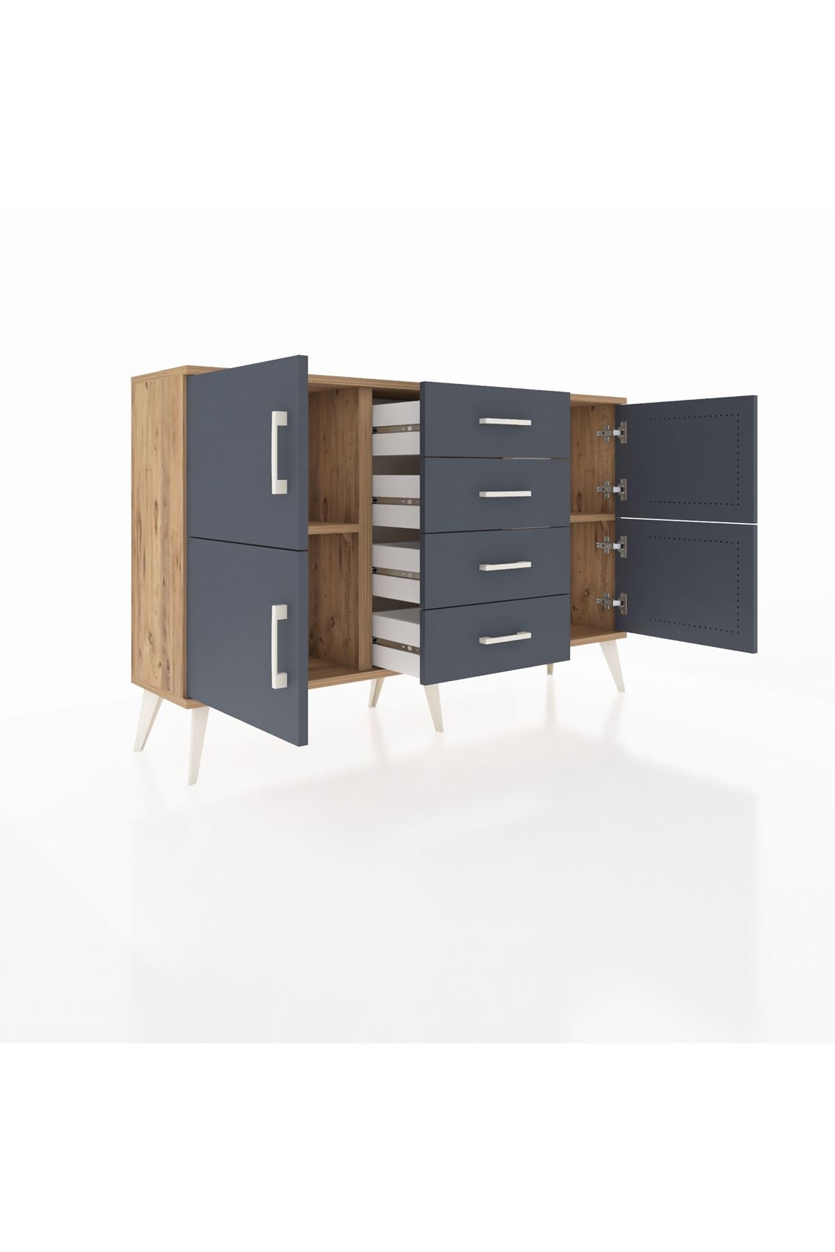 Arges Konsol 2 Raflı 4 Çekmeceli 4 Kapaklı 132x30x83 - S144M033V26A