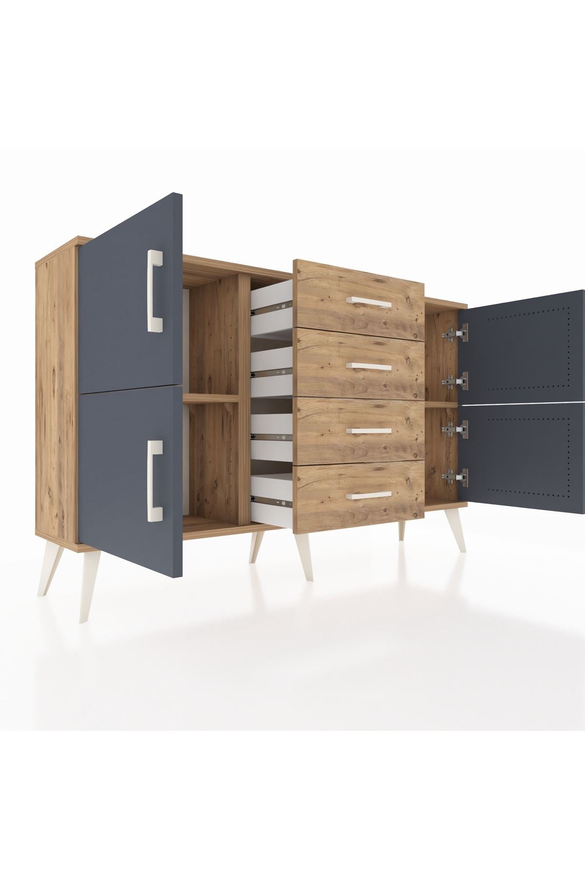 Arges Konsol 2 Raflı 4 Çekmeceli 4 Kapaklı 132x30x83 - S144M033V27A