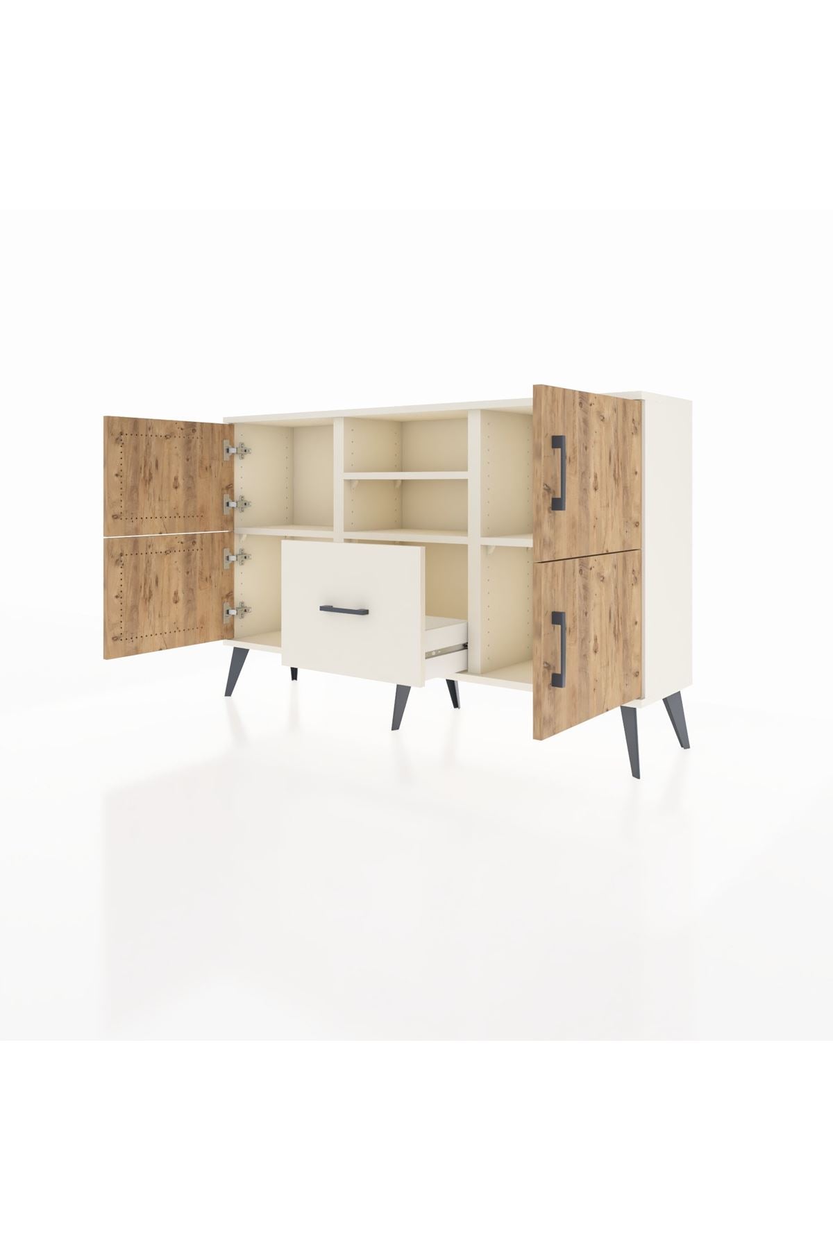 Arges Konsol 4 Raflı Tek Çekmeceli 4 Kapaklı 132x30x83 - S144M035V01A