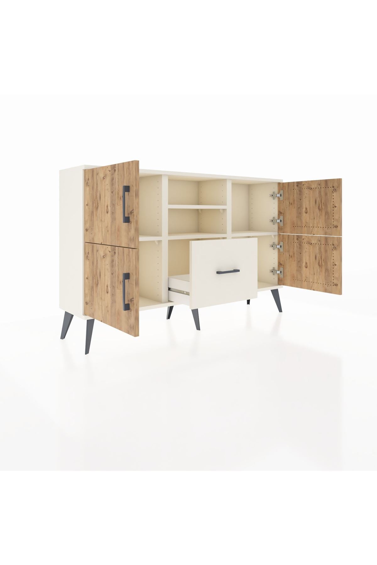 Arges Konsol 4 Raflı Tek Çekmeceli 4 Kapaklı 132x30x83 - S144M035V01A