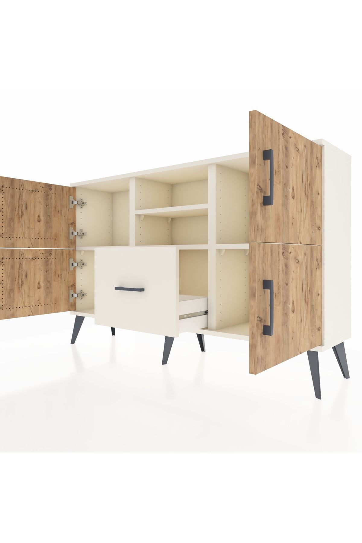 Arges Konsol 4 Raflı Tek Çekmeceli 4 Kapaklı 132x30x83 - S144M035V01A