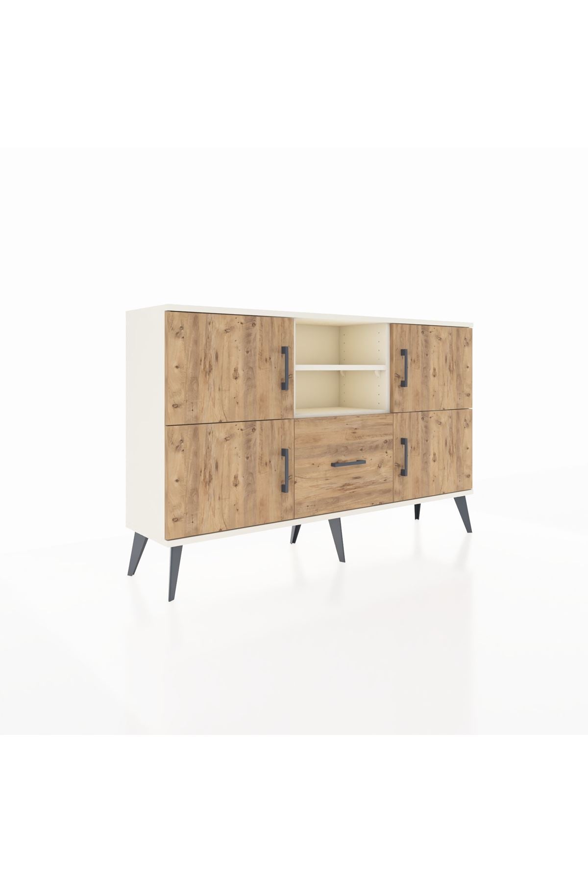 Arges Konsol 4 Raflı Tek Çekmeceli 4 Kapaklı 132x30x83 - S144M035V03A