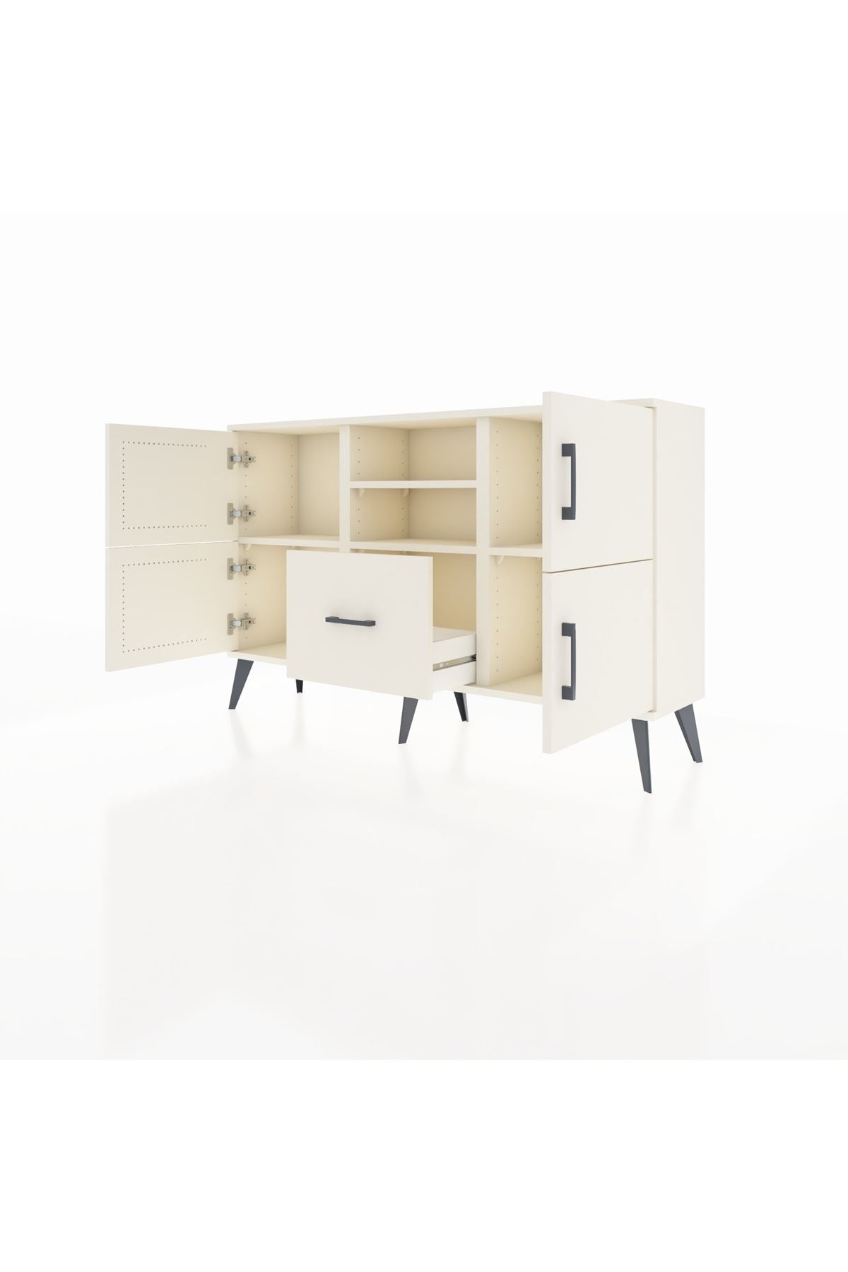 Arges Konsol 4 Raflı Tek Çekmeceli 4 Kapaklı 132x30x83 - S144M035V04A