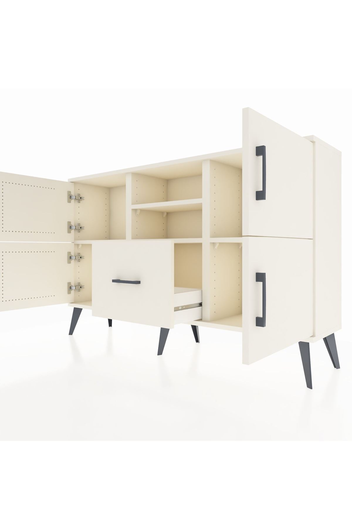 Arges Konsol 4 Raflı Tek Çekmeceli 4 Kapaklı 132x30x83 - S144M035V04A