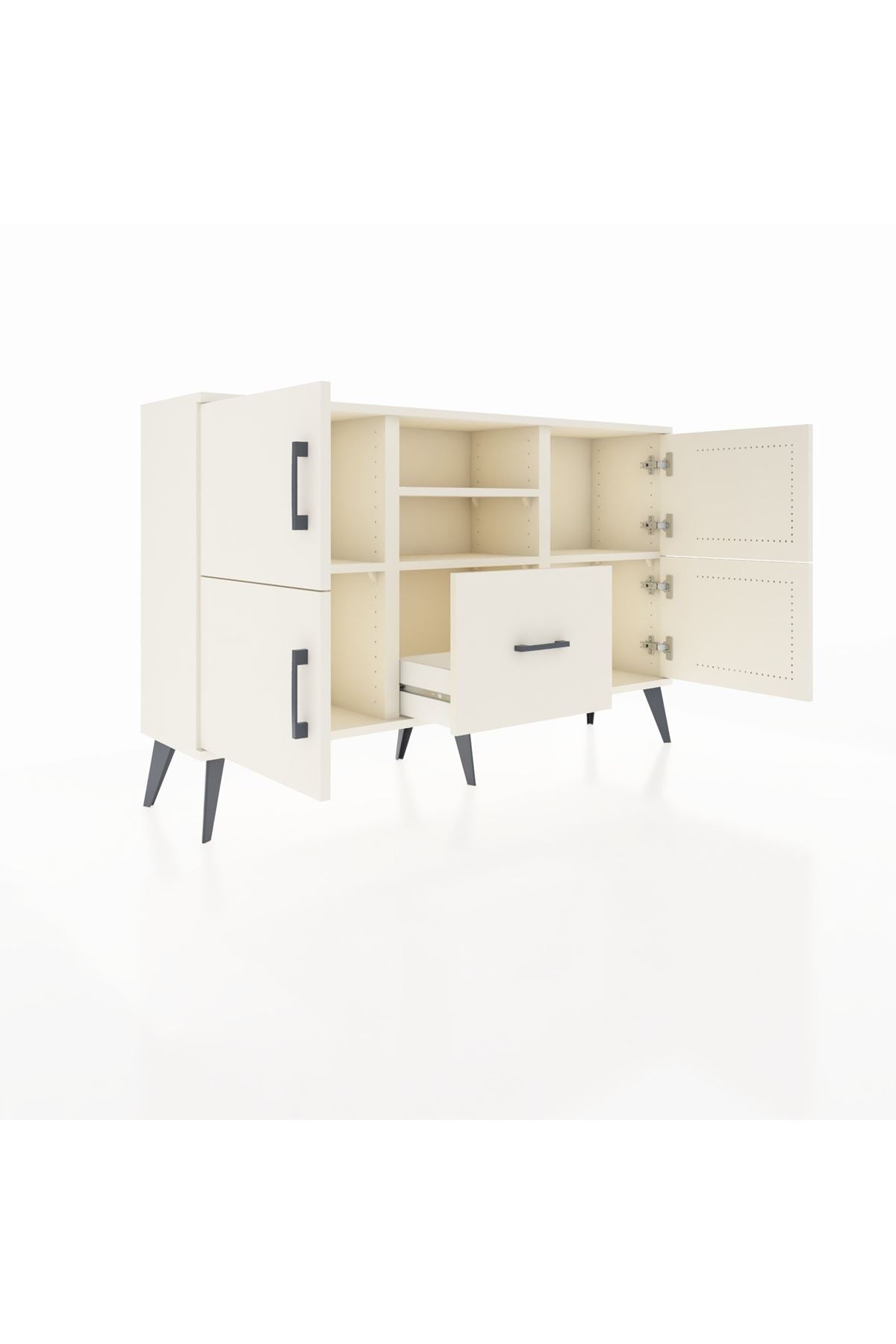 Arges Konsol 4 Raflı Tek Çekmeceli 4 Kapaklı 132x30x83 - S144M035V04A