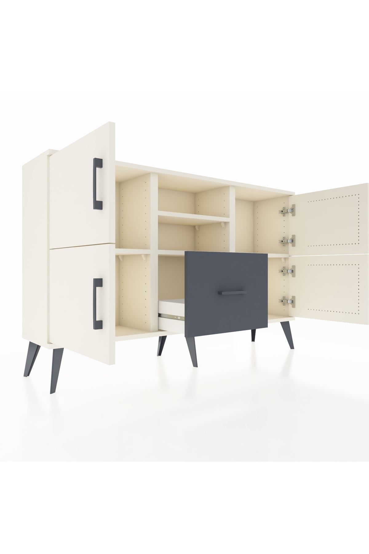 Arges Konsol 4 Raflı Tek Çekmeceli 4 Kapaklı 132x30x83 - S144M035V05A