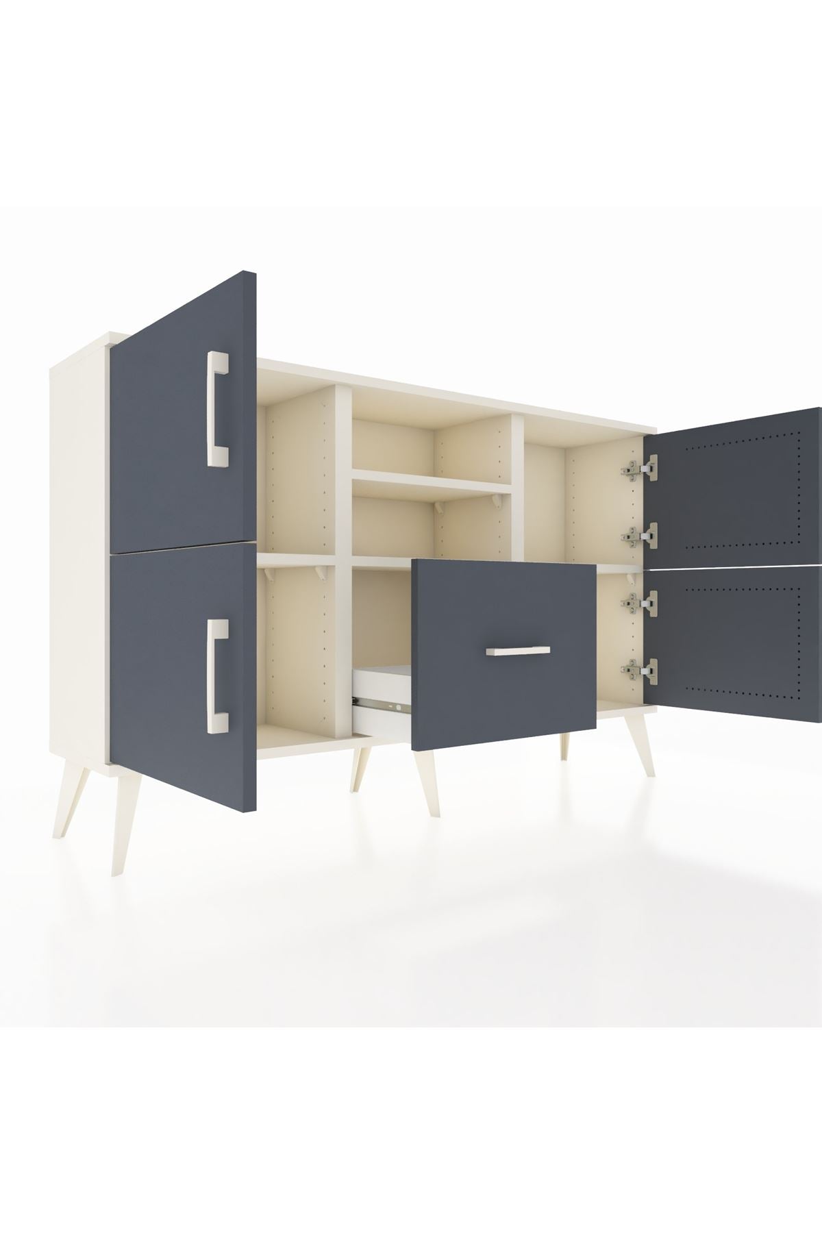 Arges Konsol 4 Raflı Tek Çekmeceli 4 Kapaklı 132x30x83 - S144M035V08A