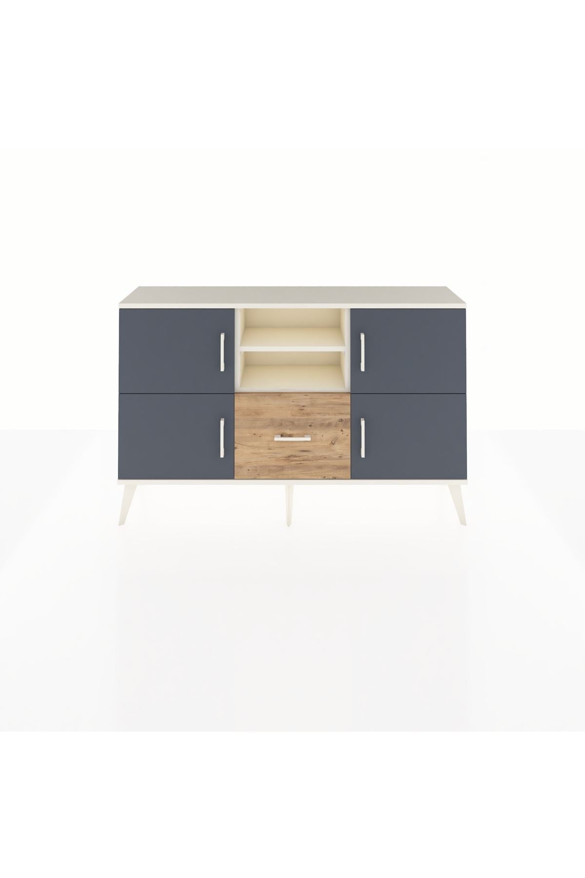 Arges Konsol 4 Raflı Tek Çekmeceli 4 Kapaklı 132x30x83 - S144M035V09A