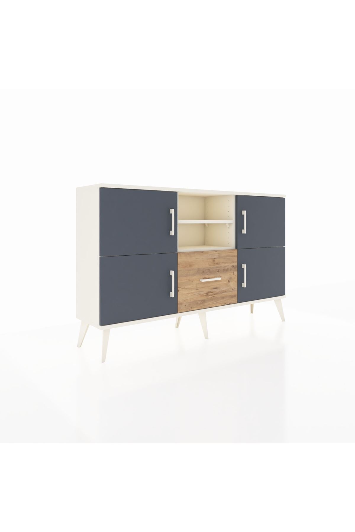 Arges Konsol 4 Raflı Tek Çekmeceli 4 Kapaklı 132x30x83 - S144M035V09A