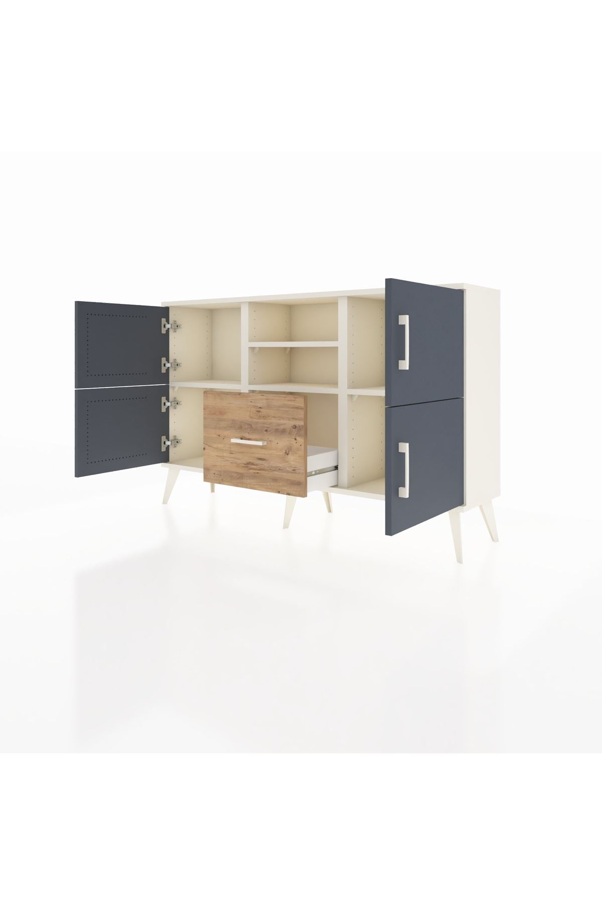 Arges Konsol 4 Raflı Tek Çekmeceli 4 Kapaklı 132x30x83 - S144M035V09A