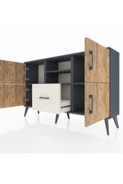 Arges Konsol 4 Raflı Tek Çekmeceli 4 Kapaklı 132x30x83 - S144M035V10A