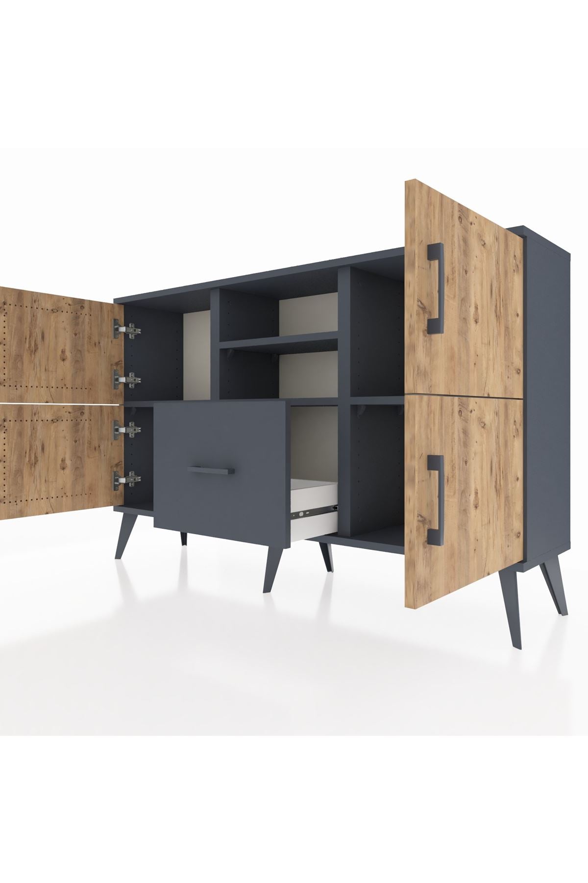 Arges Konsol 4 Raflı Tek Çekmeceli 4 Kapaklı 132x30x83 - S144M035V11A