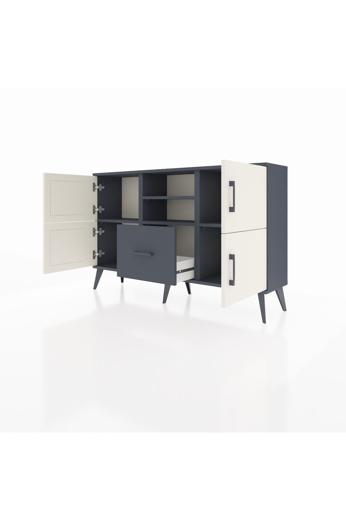 Arges Konsol 4 Raflı Tek Çekmeceli 4 Kapaklı 132x30x83 - S144M035V14A