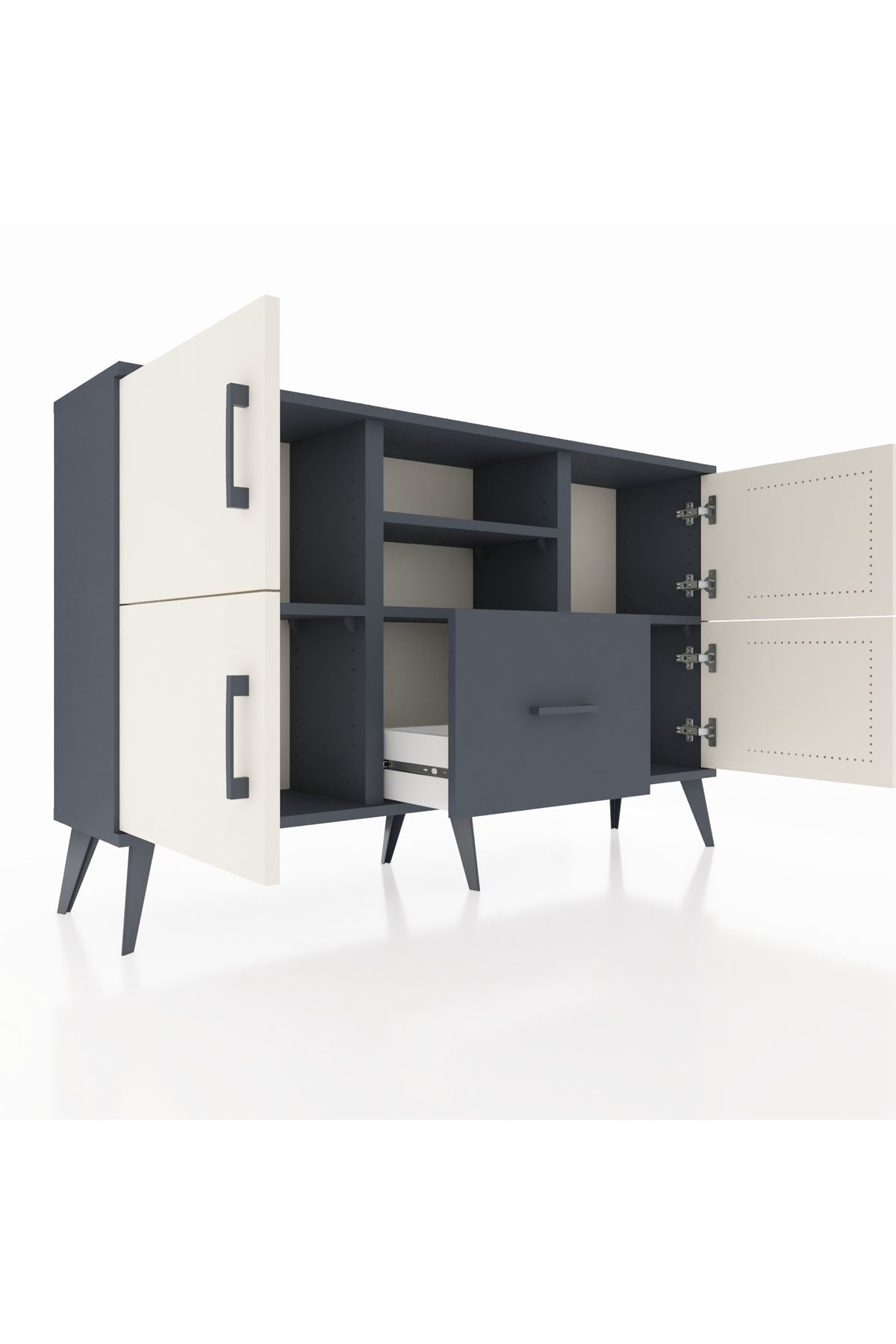 Arges Konsol 4 Raflı Tek Çekmeceli 4 Kapaklı 132x30x83 - S144M035V14A