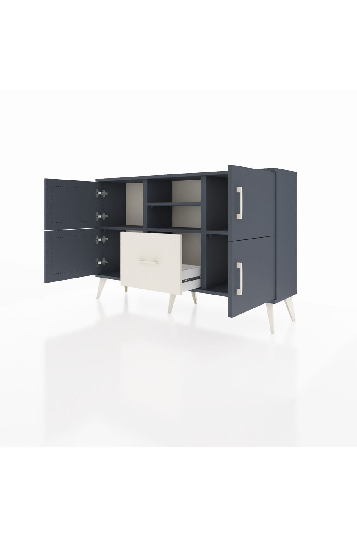 Arges Konsol 4 Raflı Tek Çekmeceli 4 Kapaklı 132x30x83 - S144M035V16A