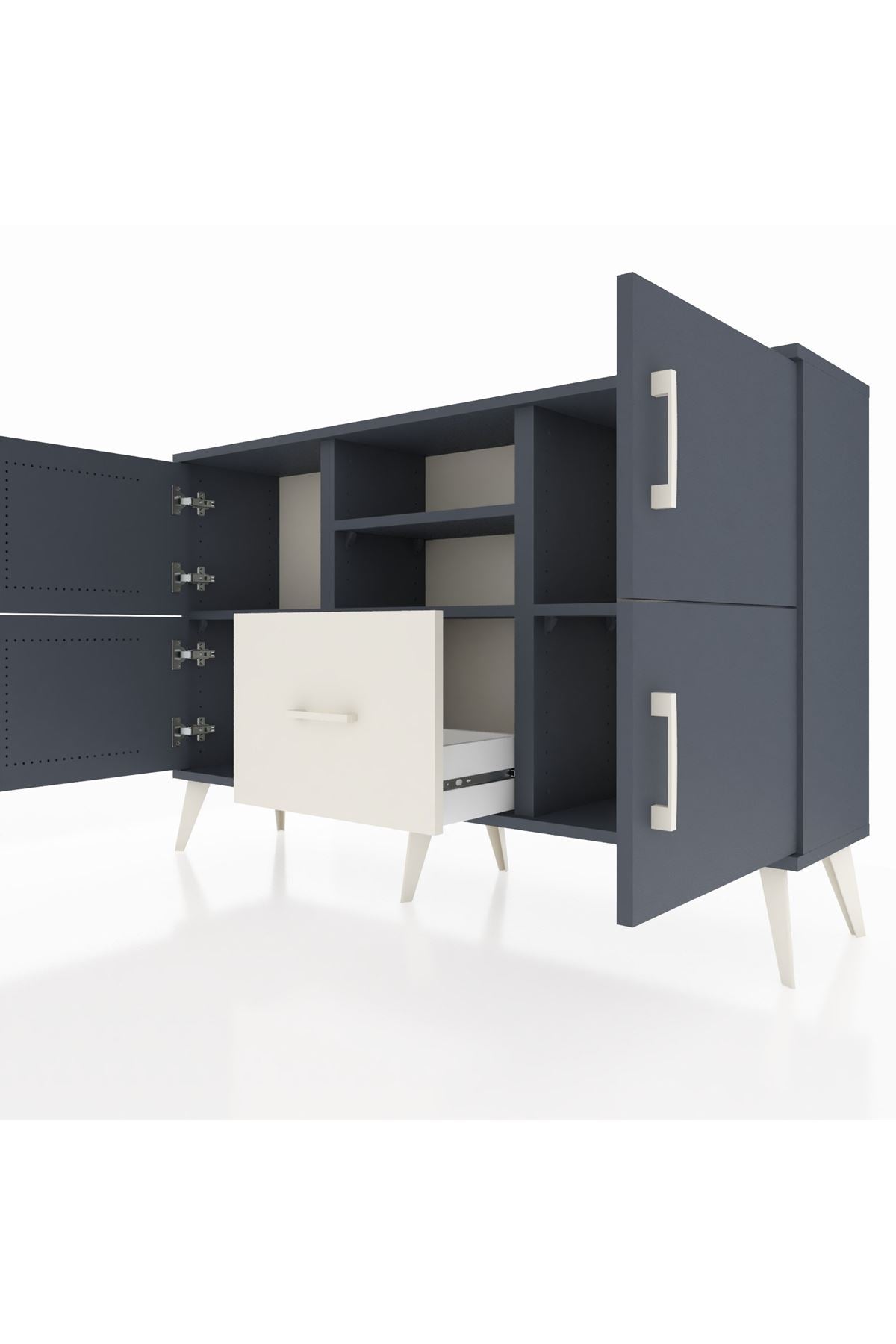 Arges Konsol 4 Raflı Tek Çekmeceli 4 Kapaklı 132x30x83 - S144M035V16A
