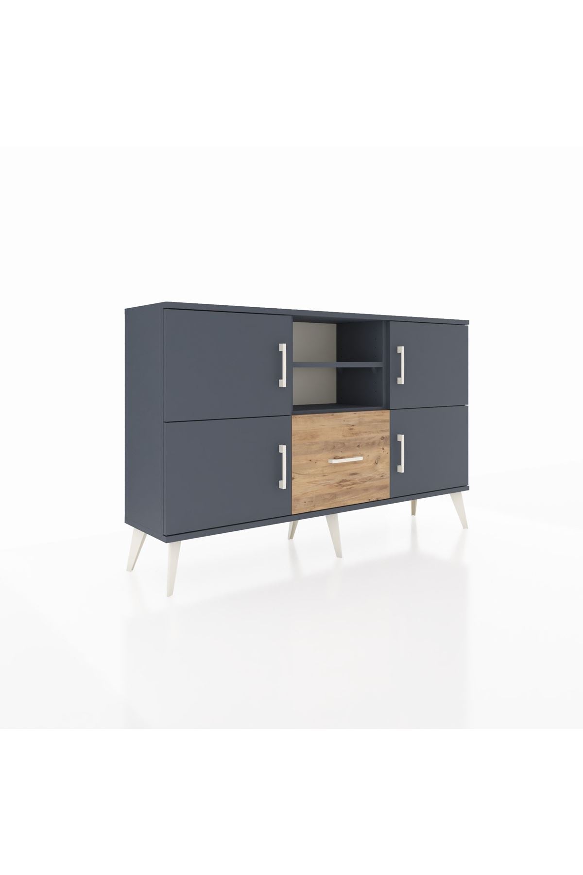 Arges Konsol 4 Raflı Tek Çekmeceli 4 Kapaklı 132x30x83 - S144M035V18A