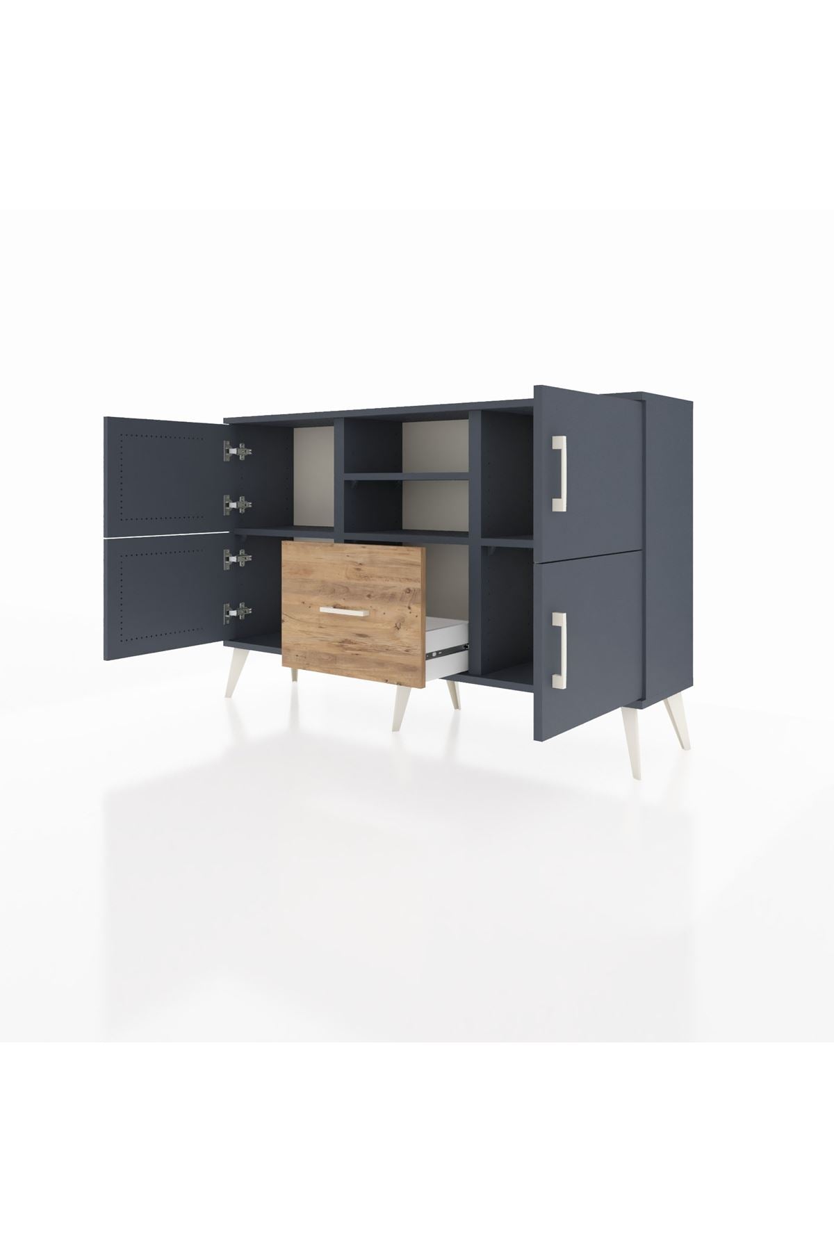 Arges Konsol 4 Raflı Tek Çekmeceli 4 Kapaklı 132x30x83 - S144M035V18A