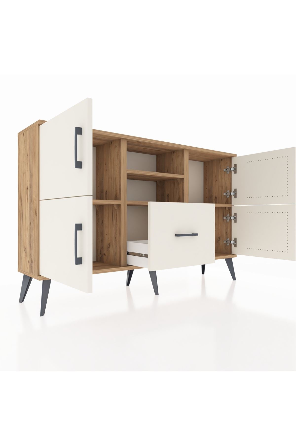 Arges Konsol 4 Raflı Tek Çekmeceli 4 Kapaklı 132x30x83 - S144M035V22A