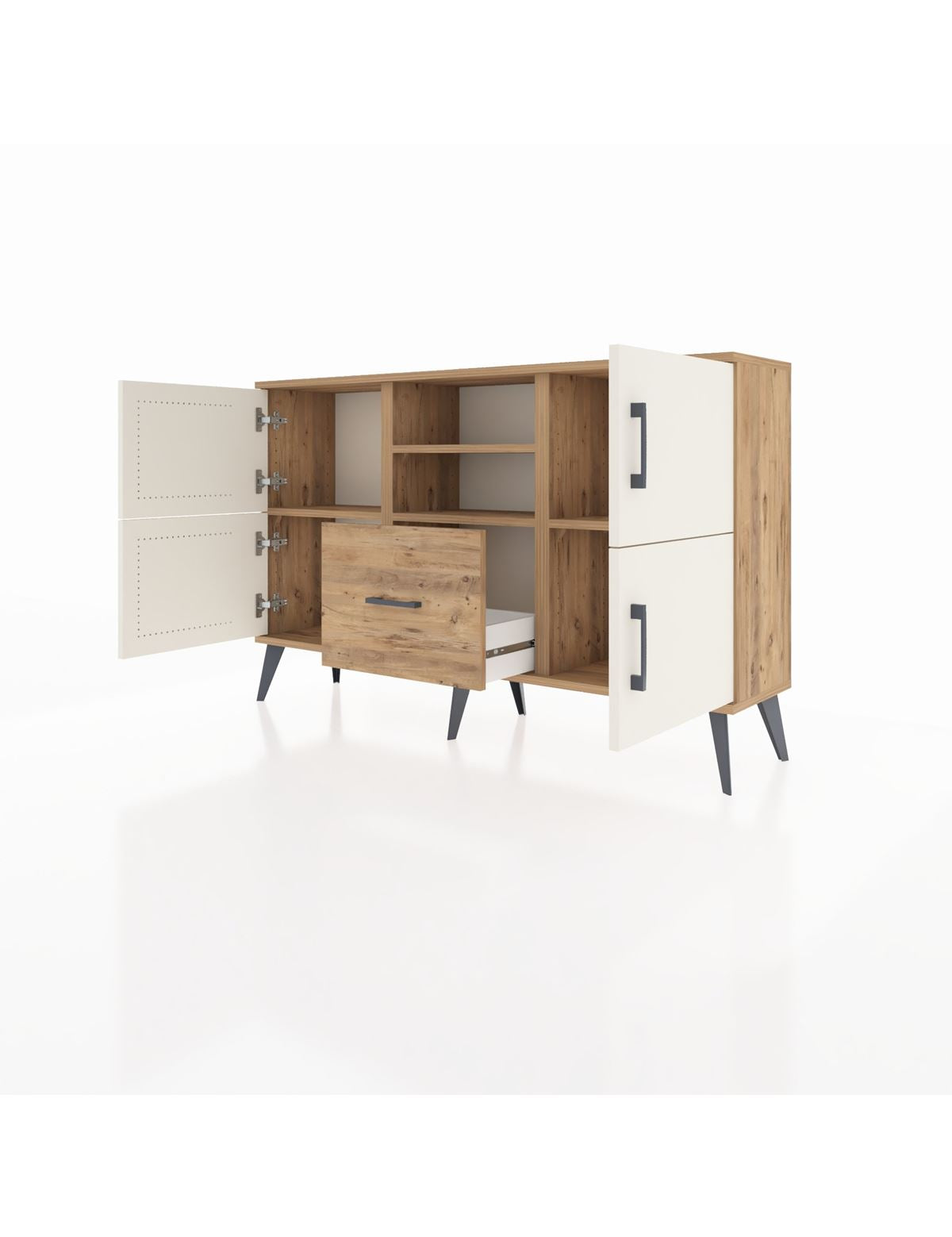 Arges Konsol 4 Raflı Tek Çekmeceli 4 Kapaklı 132x30x83 - S144M035V24A