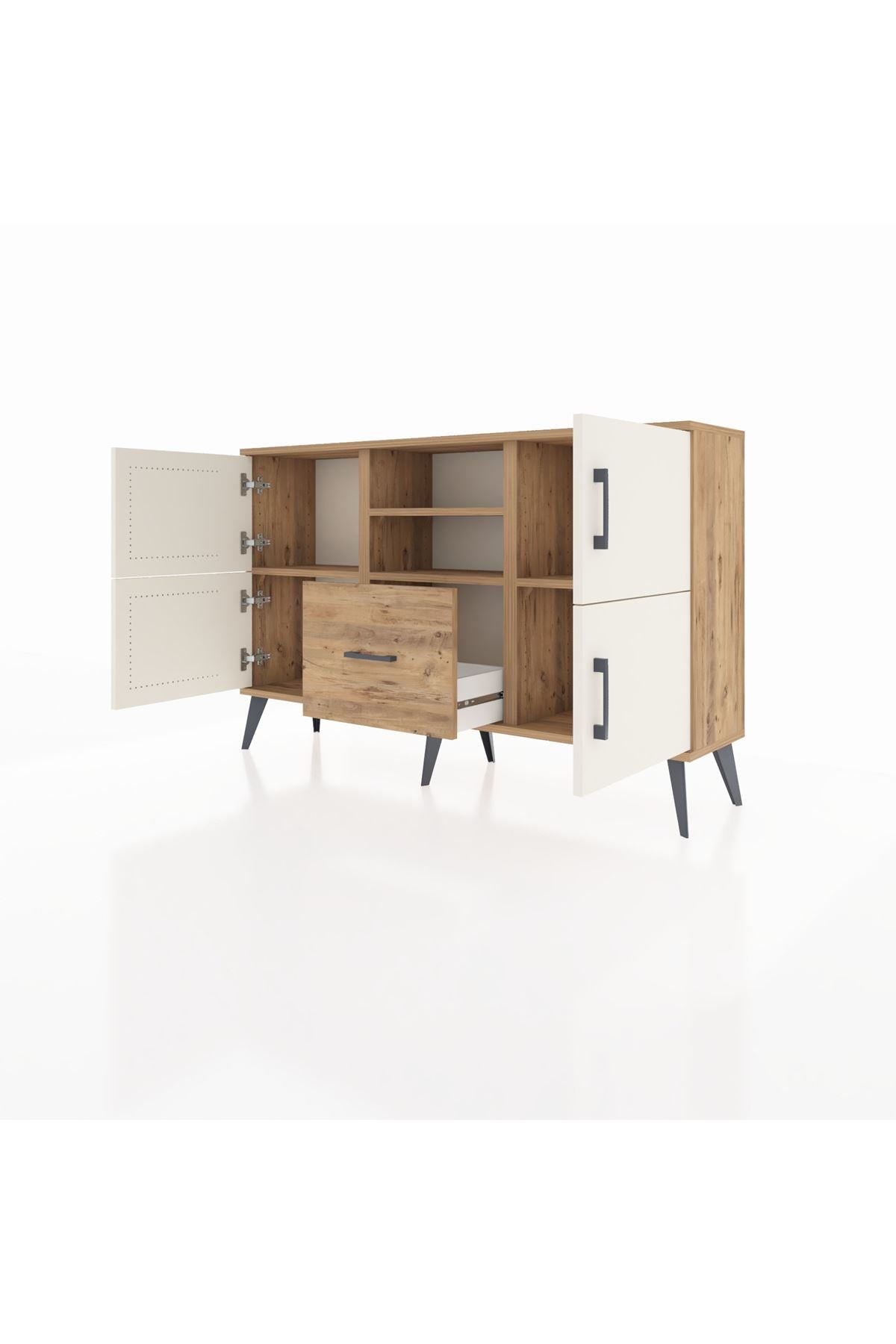 Arges Konsol 4 Raflı Tek Çekmeceli 4 Kapaklı 132x30x83 - S144M035V24A