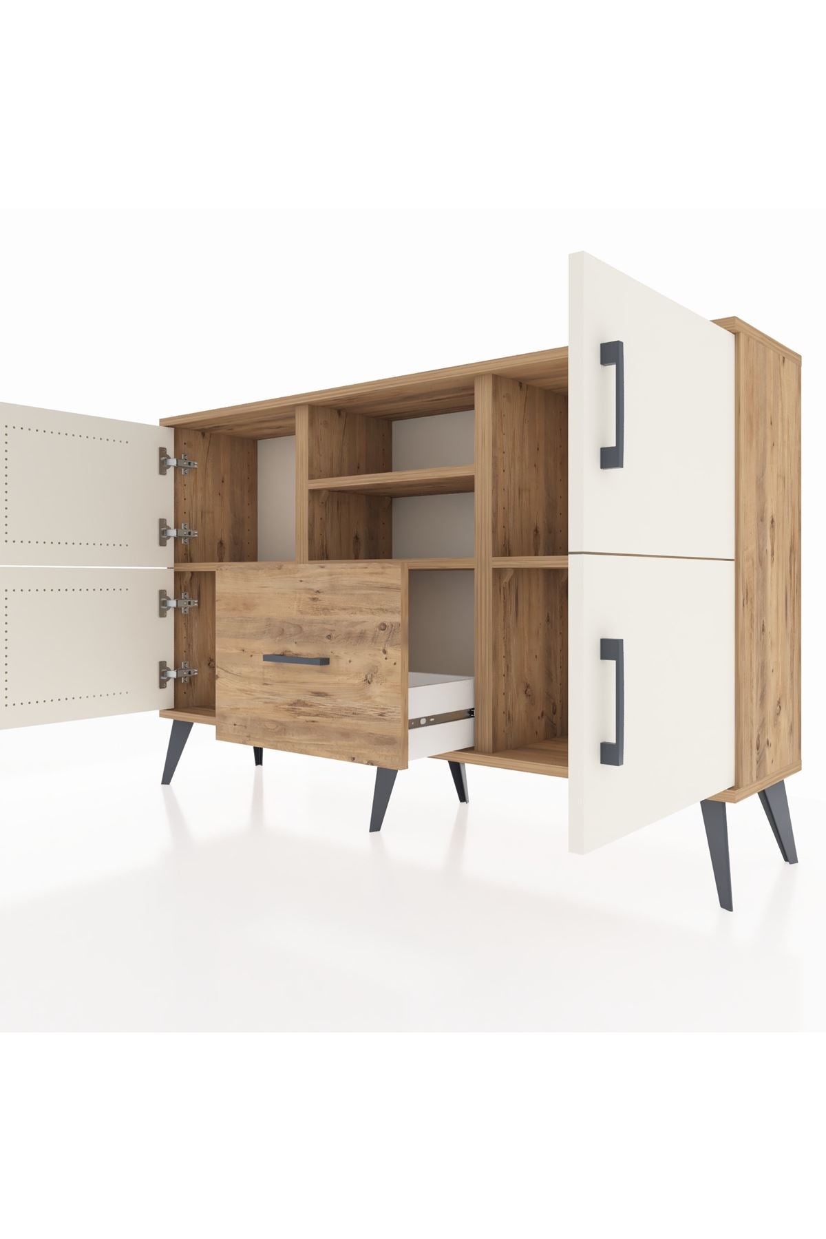 Arges Konsol 4 Raflı Tek Çekmeceli 4 Kapaklı 132x30x83 - S144M035V24A