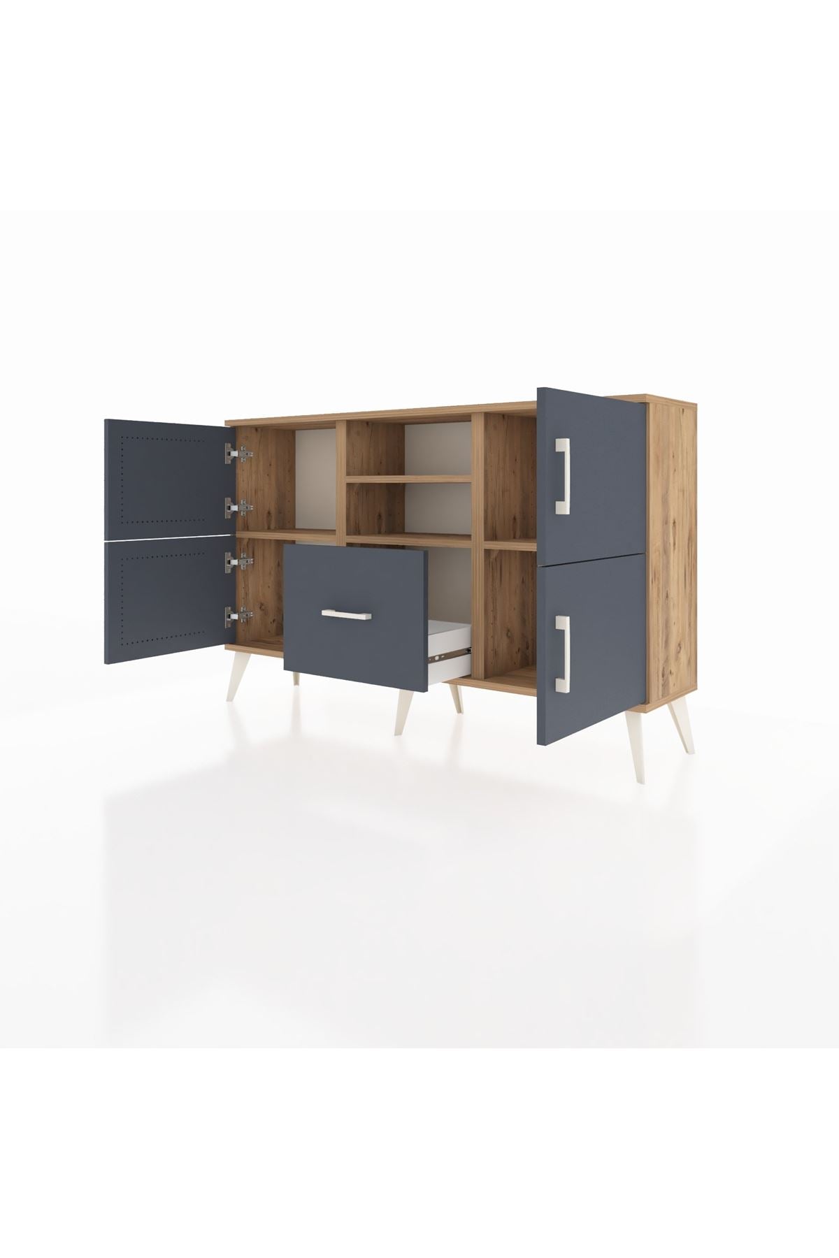 Arges Konsol 4 Raflı Tek Çekmeceli 4 Kapaklı 132x30x83 - S144M035V26A