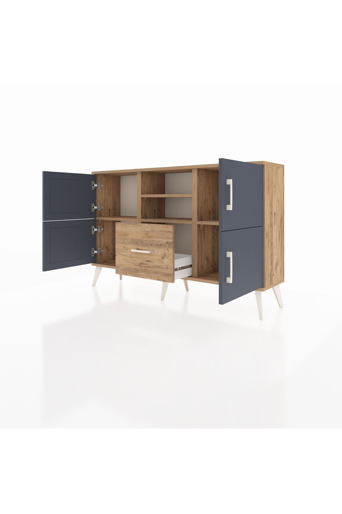 Arges Konsol 4 Raflı Tek Çekmeceli 4 Kapaklı 132x30x83 - S144M035V27A