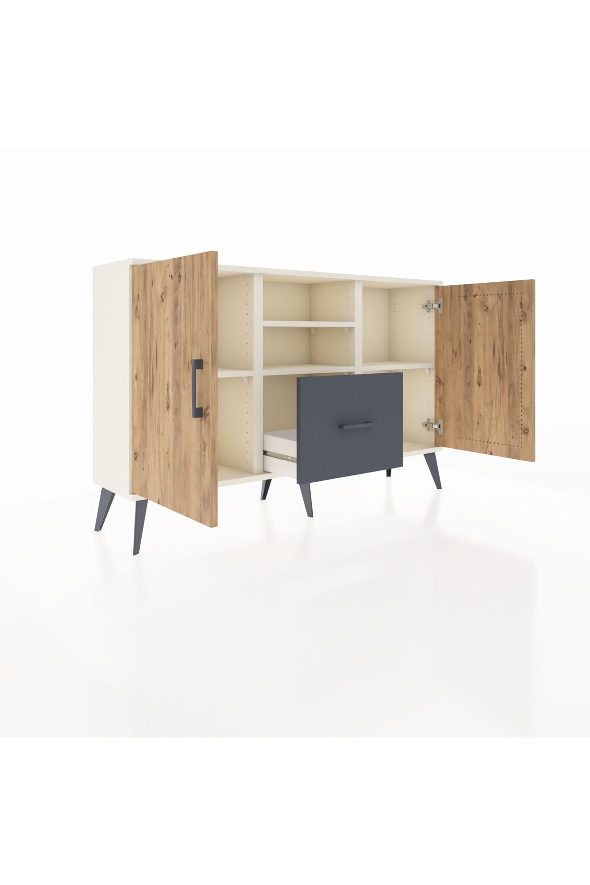 Arges Konsol 4 Raflı Tek Çekmeceli 2 Kapaklı 132x30x83 - S144M036V02A