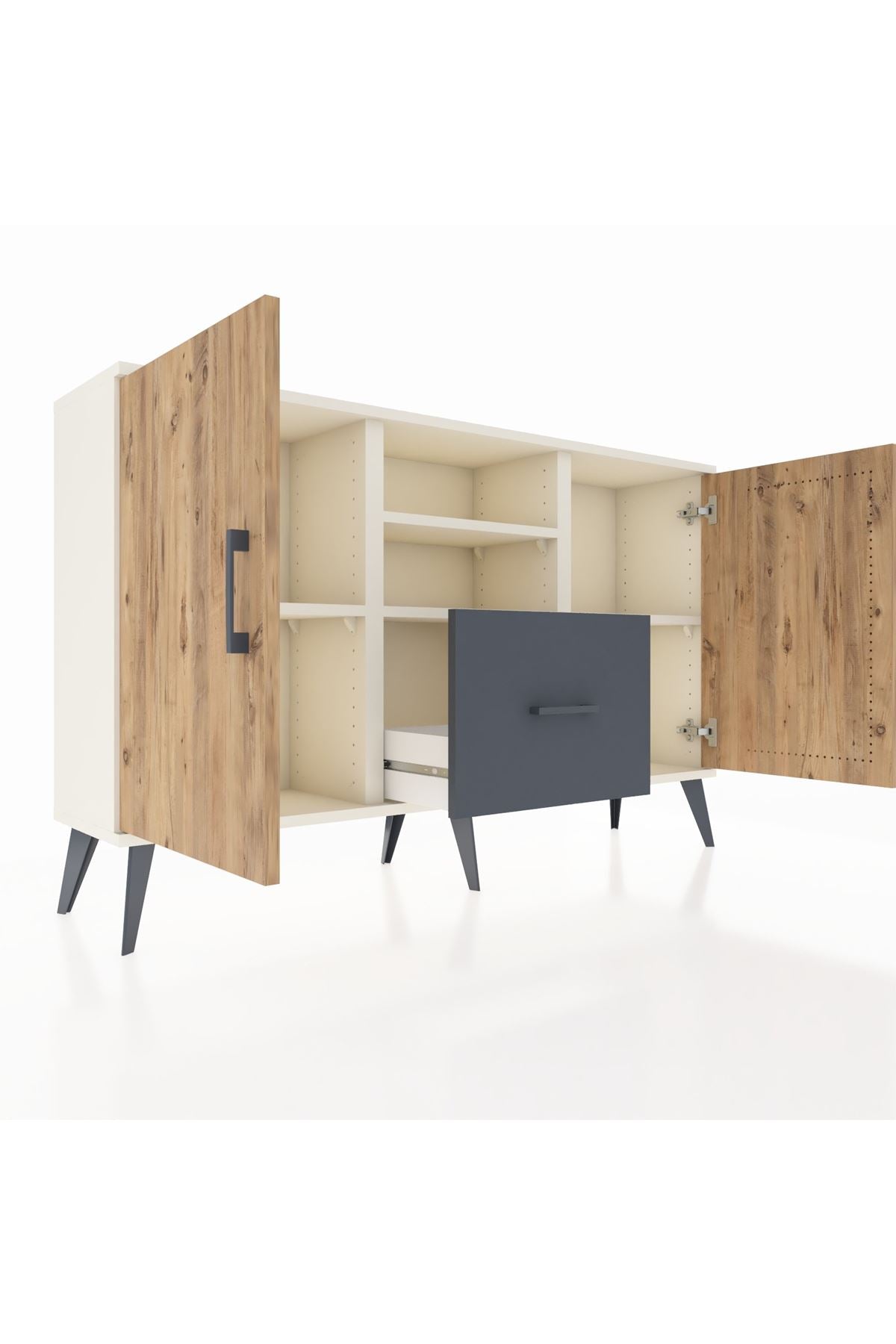 Arges Konsol 4 Raflı Tek Çekmeceli 2 Kapaklı 132x30x83 - S144M036V02A