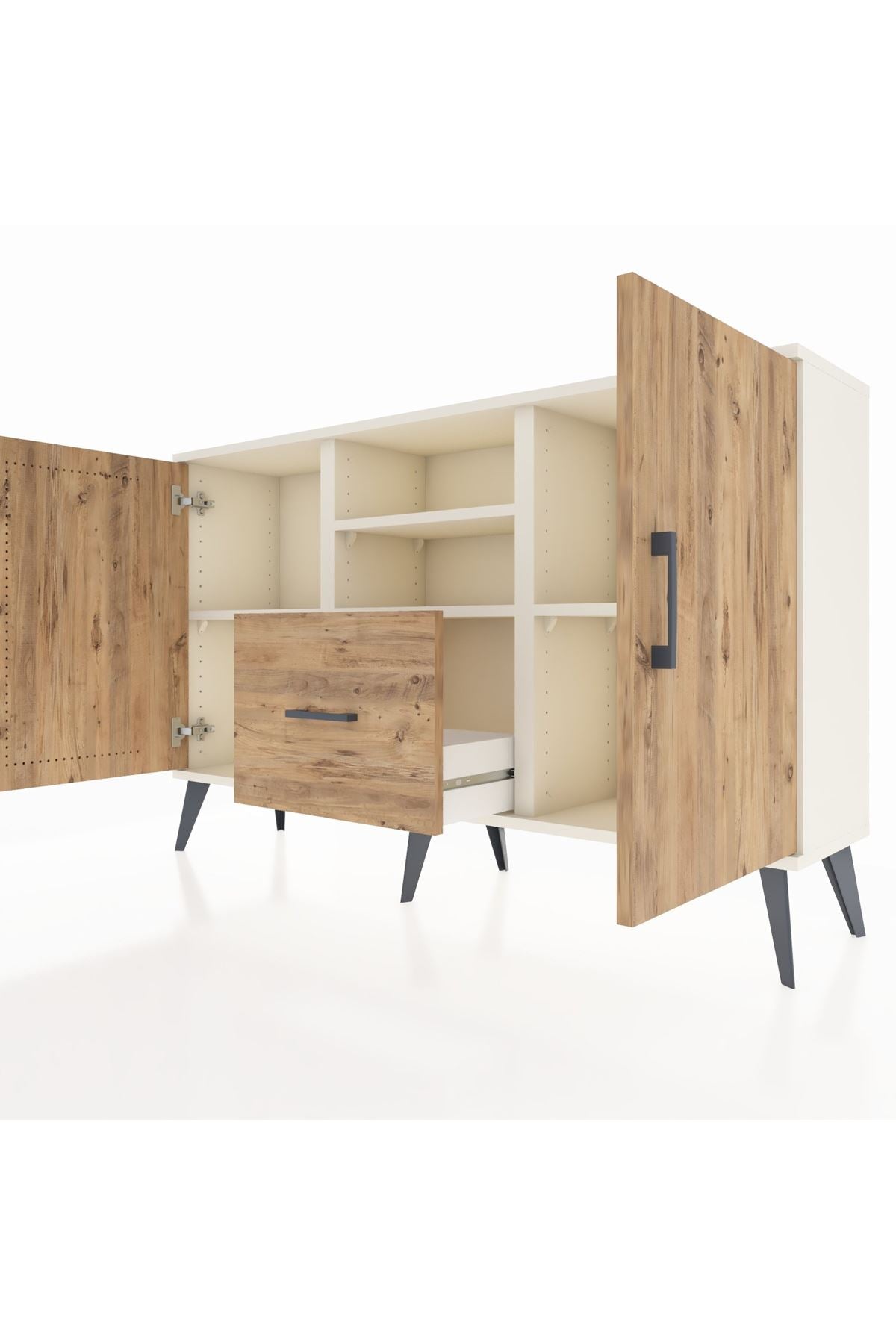 Arges Konsol 4 Raflı Tek Çekmeceli 2 Kapaklı 132x30x83 - S144M036V03A