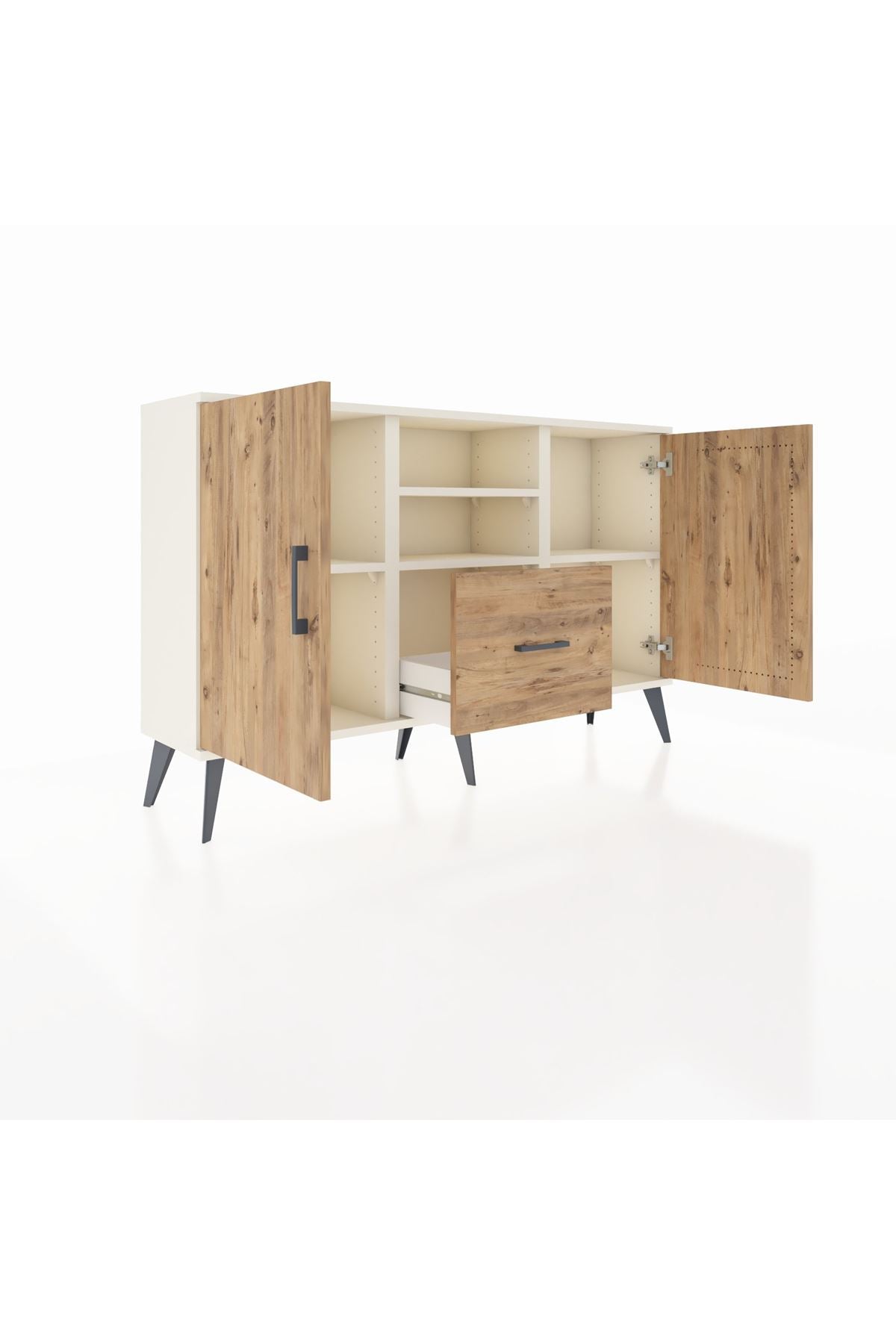 Arges Konsol 4 Raflı Tek Çekmeceli 2 Kapaklı 132x30x83 - S144M036V03A