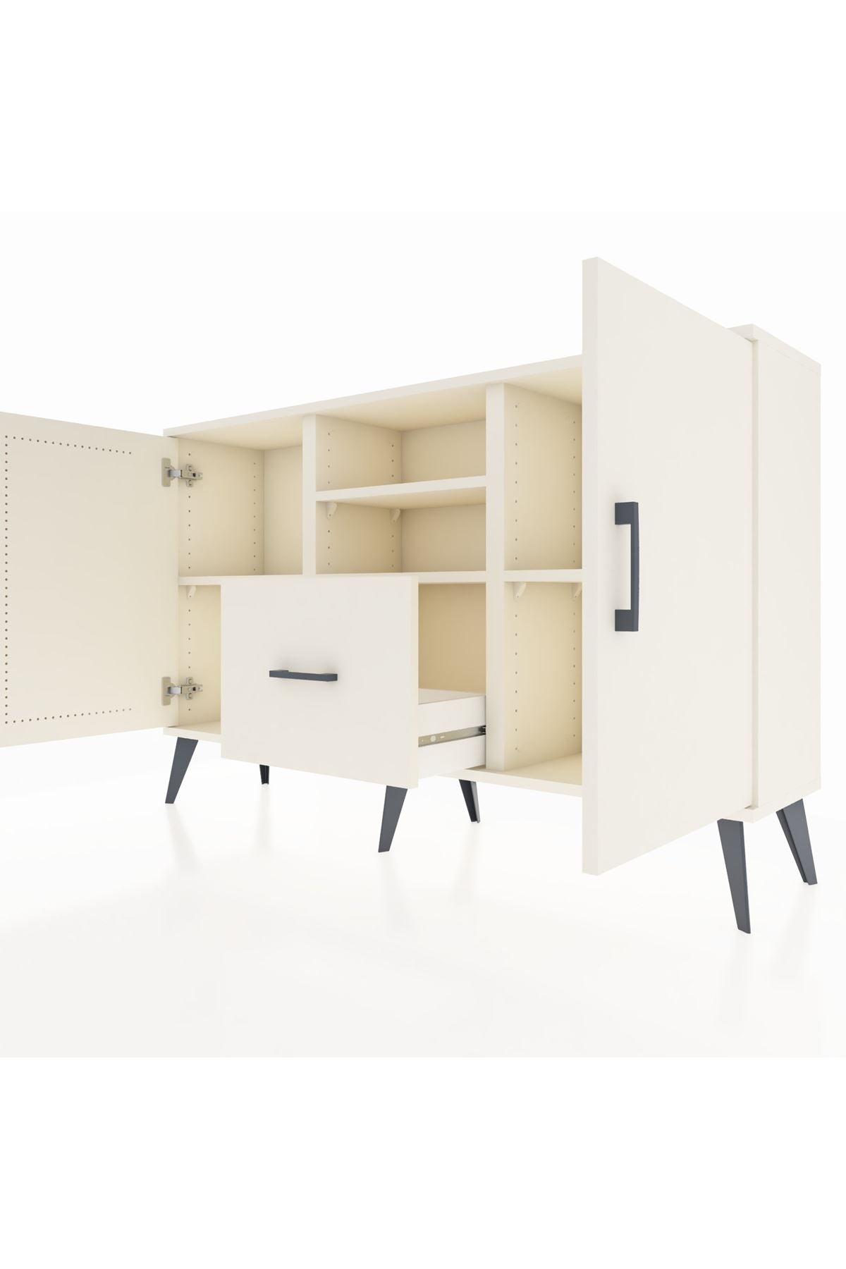 Arges Konsol 4 Raflı Tek Çekmeceli 2 Kapaklı 132x30x83 - S144M036V04A
