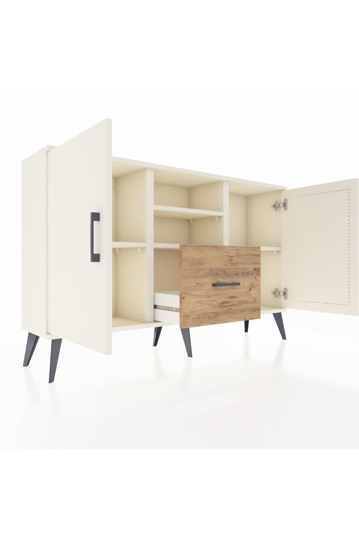 Arges Konsol 4 Raflı Tek Çekmeceli 2 Kapaklı 132x30x83 - S144M036V06A
