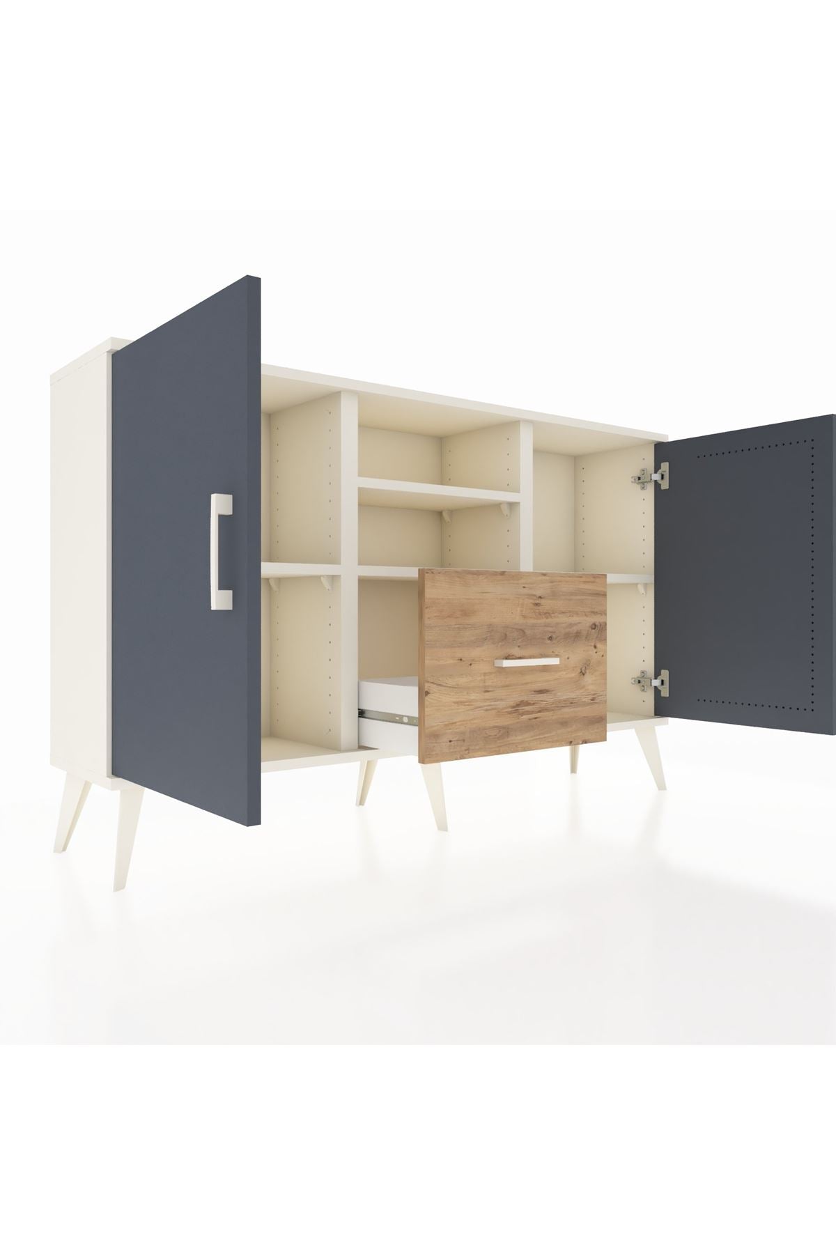 Arges Konsol 4 Raflı Tek Çekmeceli 2 Kapaklı 132x30x83 - S144M036V09A