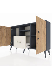 Arges Konsol 4 Raflı Tek Çekmeceli 2 Kapaklı 132x30x83 - S144M036V10A