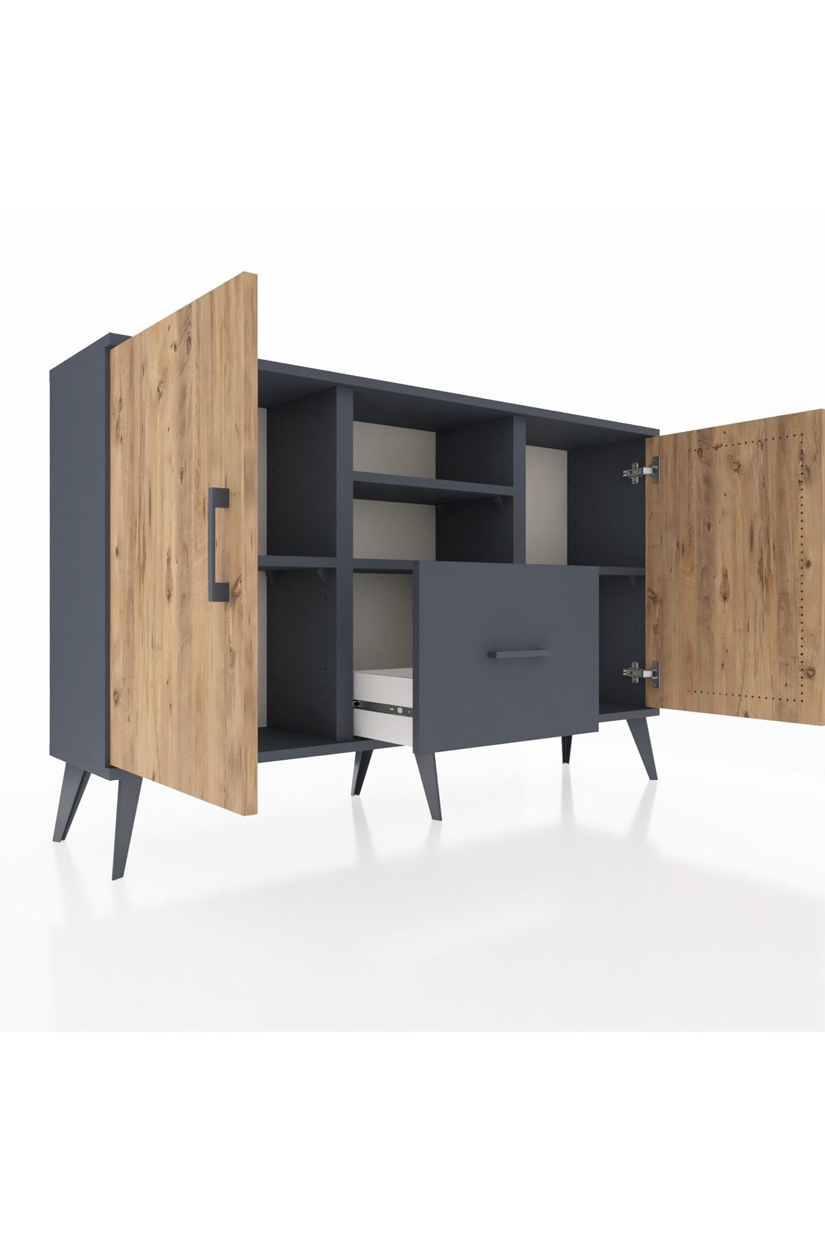 Arges Konsol 4 Raflı Tek Çekmeceli 2 Kapaklı 132x30x83 - S144M036V11A