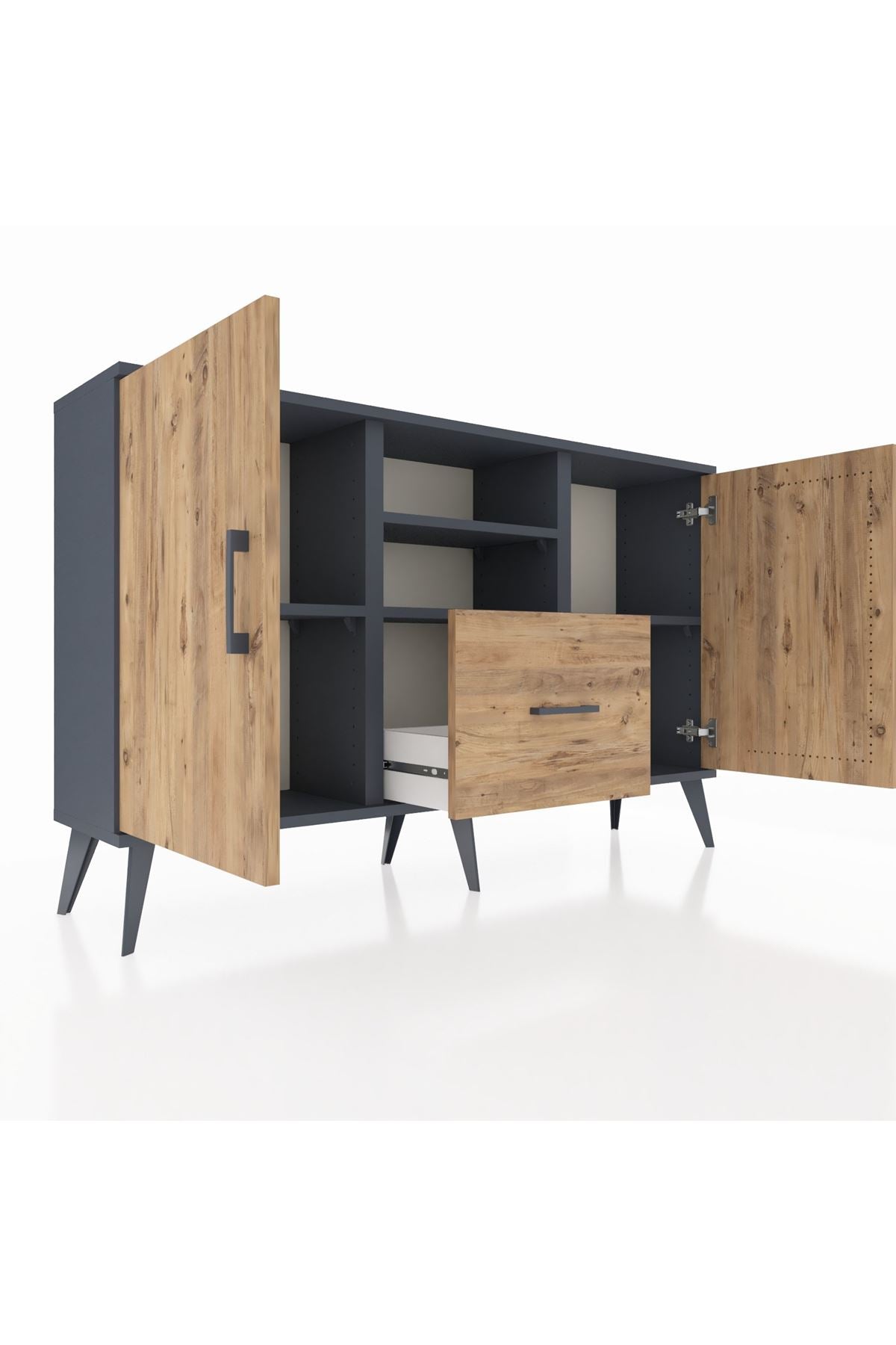 Arges Konsol 4 Raflı Tek Çekmeceli 2 Kapaklı 132x30x83 - S144M036V12A