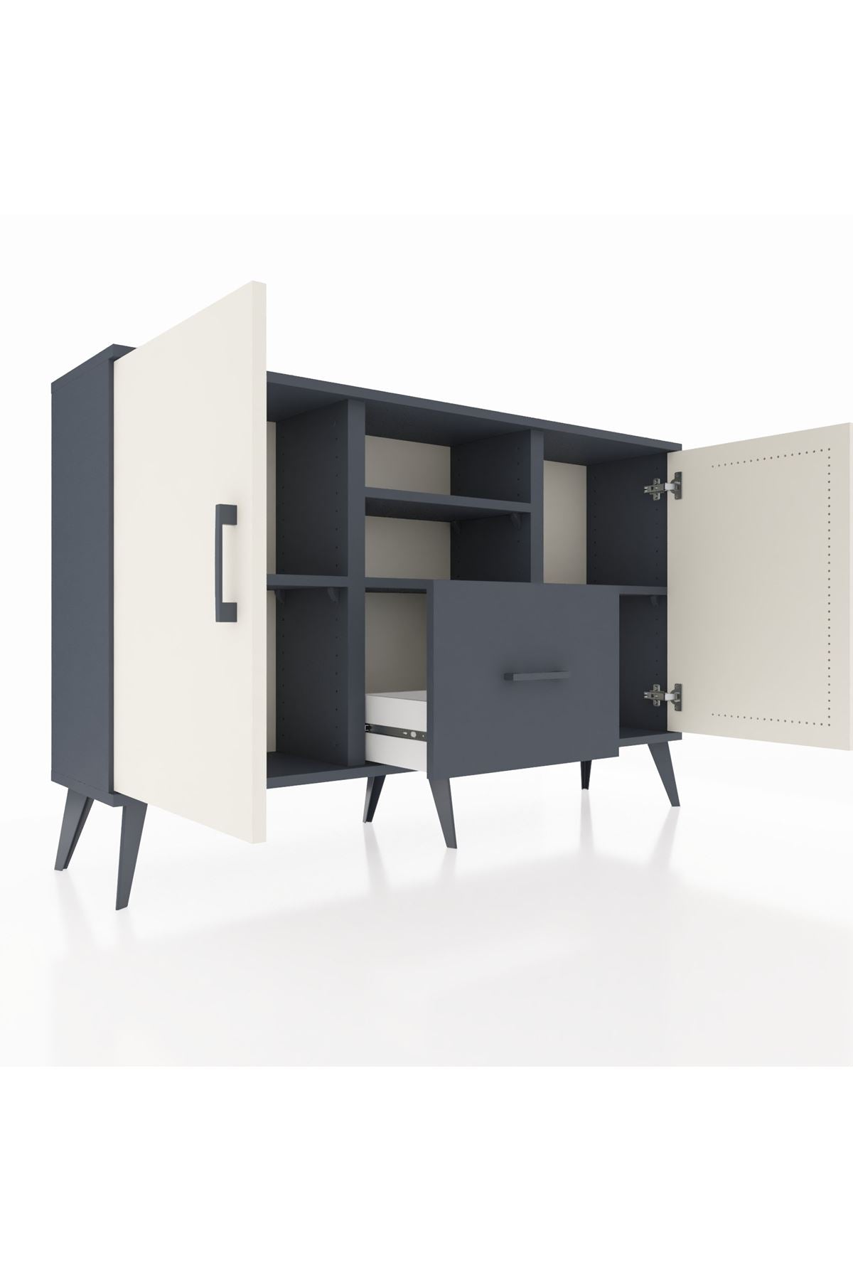 Arges Konsol 4 Raflı Tek Çekmeceli 2 Kapaklı 132x30x83 - S144M036V14A
