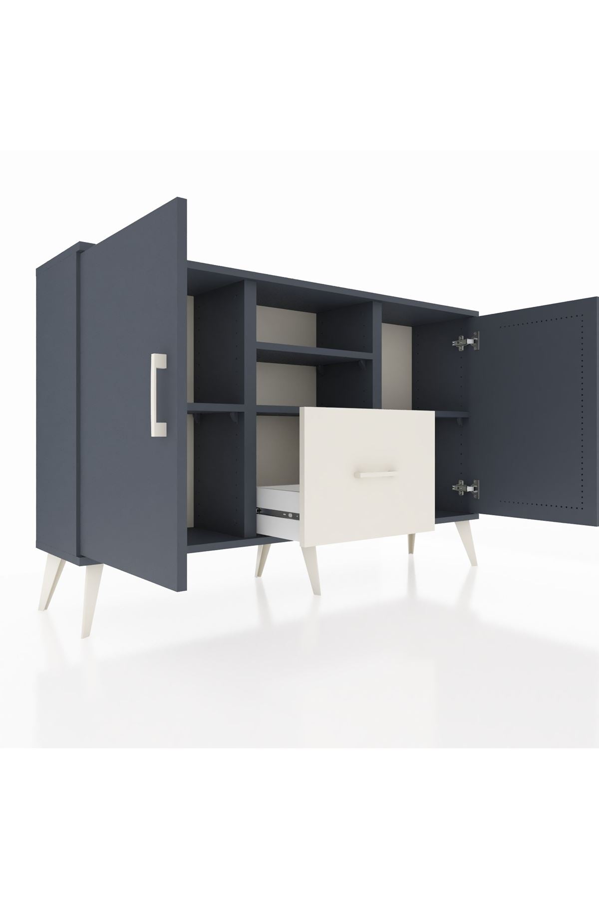 Arges Konsol 4 Raflı Tek Çekmeceli 2 Kapaklı 132x30x83 - S144M036V16A
