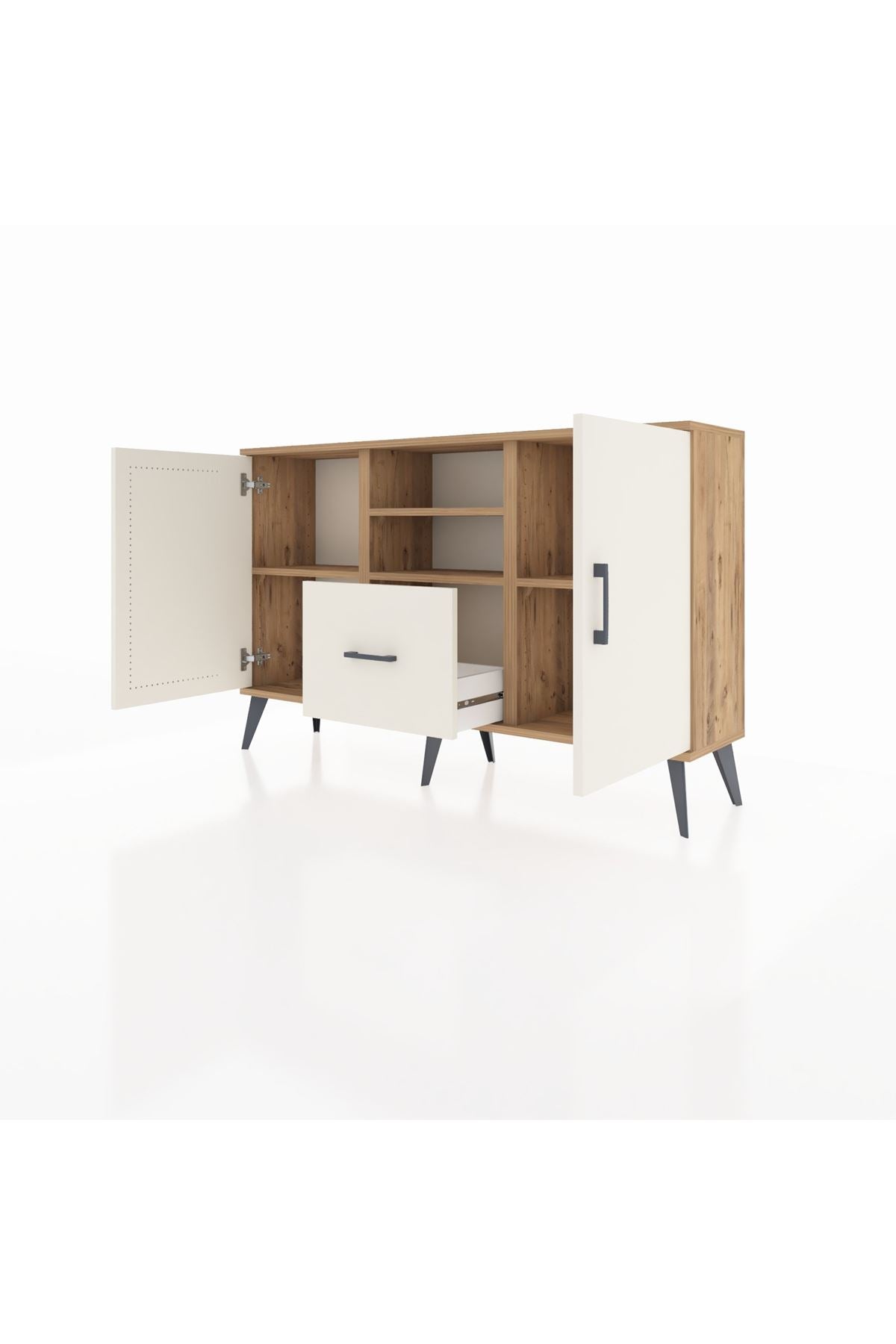 Arges Konsol 4 Raflı Tek Çekmeceli 2 Kapaklı 132x30x83 - S144M036V22A