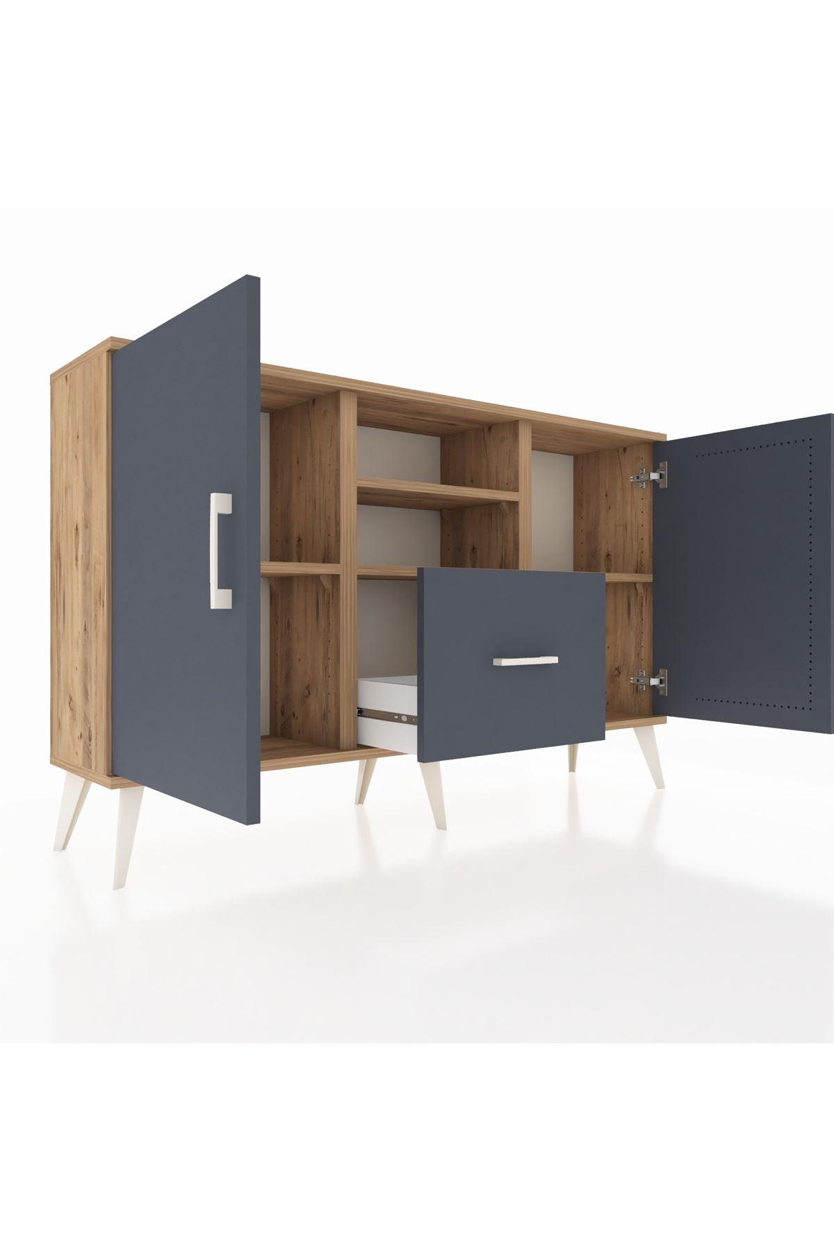 Arges Konsol 4 Raflı Tek Çekmeceli 2 Kapaklı 132x30x83 - S144M036V26A