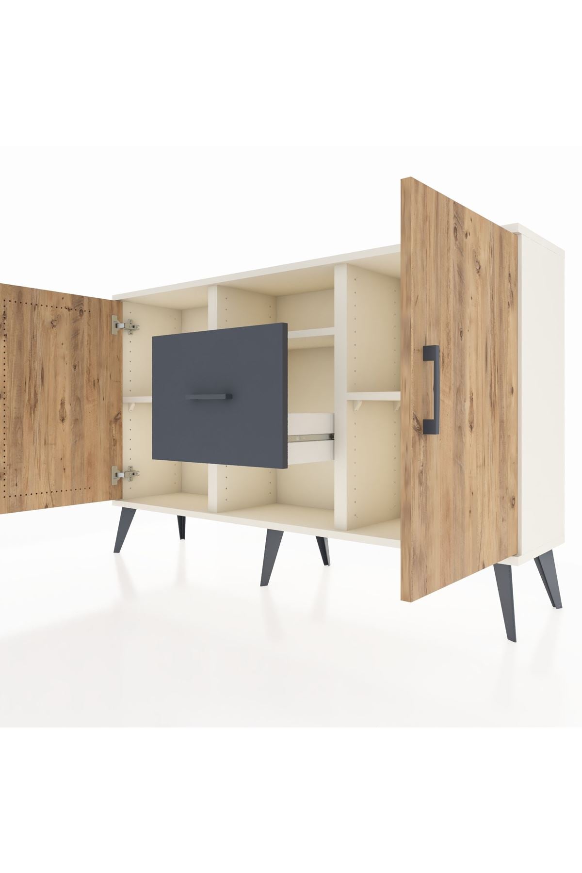 Arges Konsol 3 Raflı Tek Çekmeceli 2 Kapaklı 132x30x83 - S144M037V02A