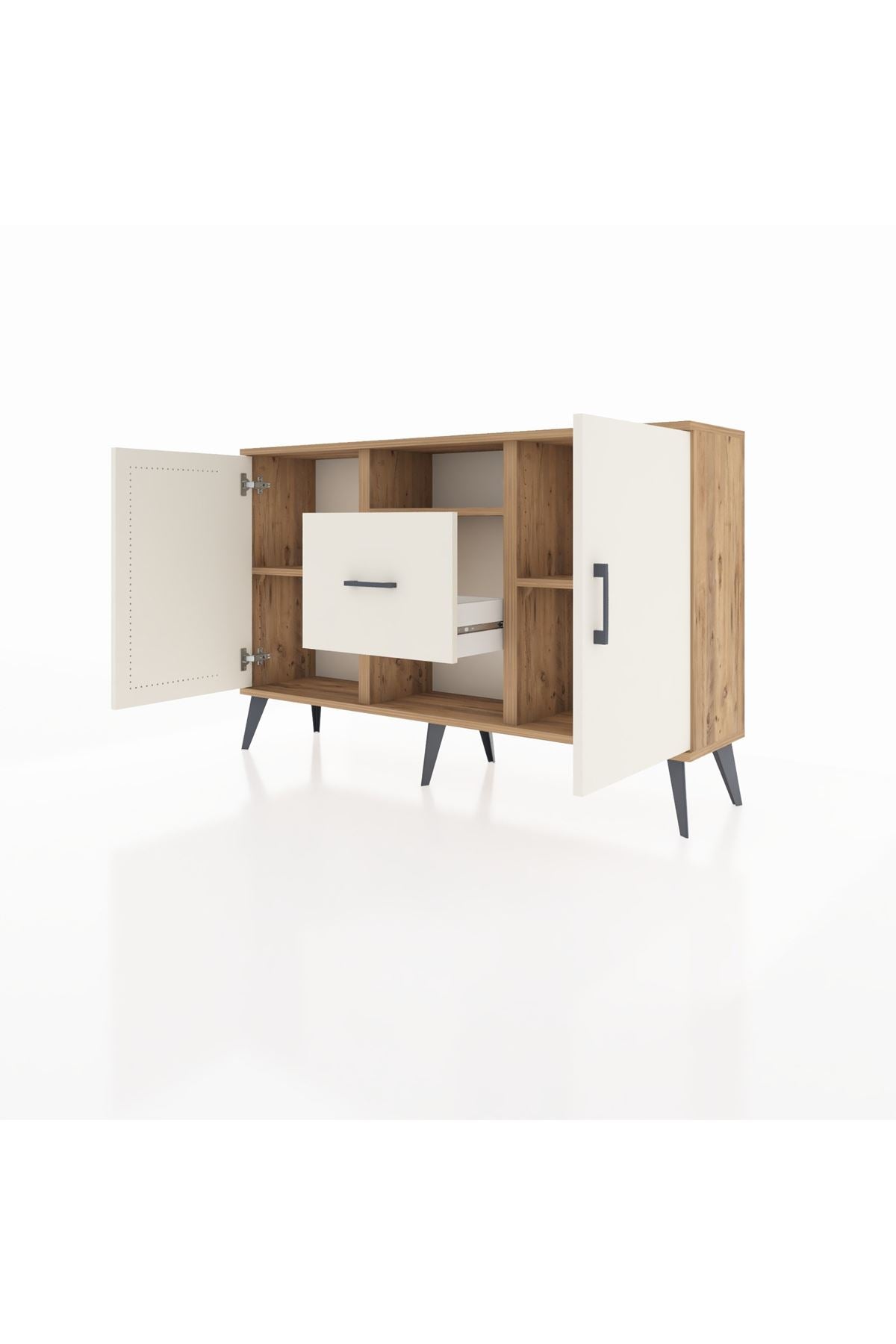 Arges Konsol 3 Raflı Tek Çekmeceli 2 Kapaklı 132x30x83 - S144M037V22A
