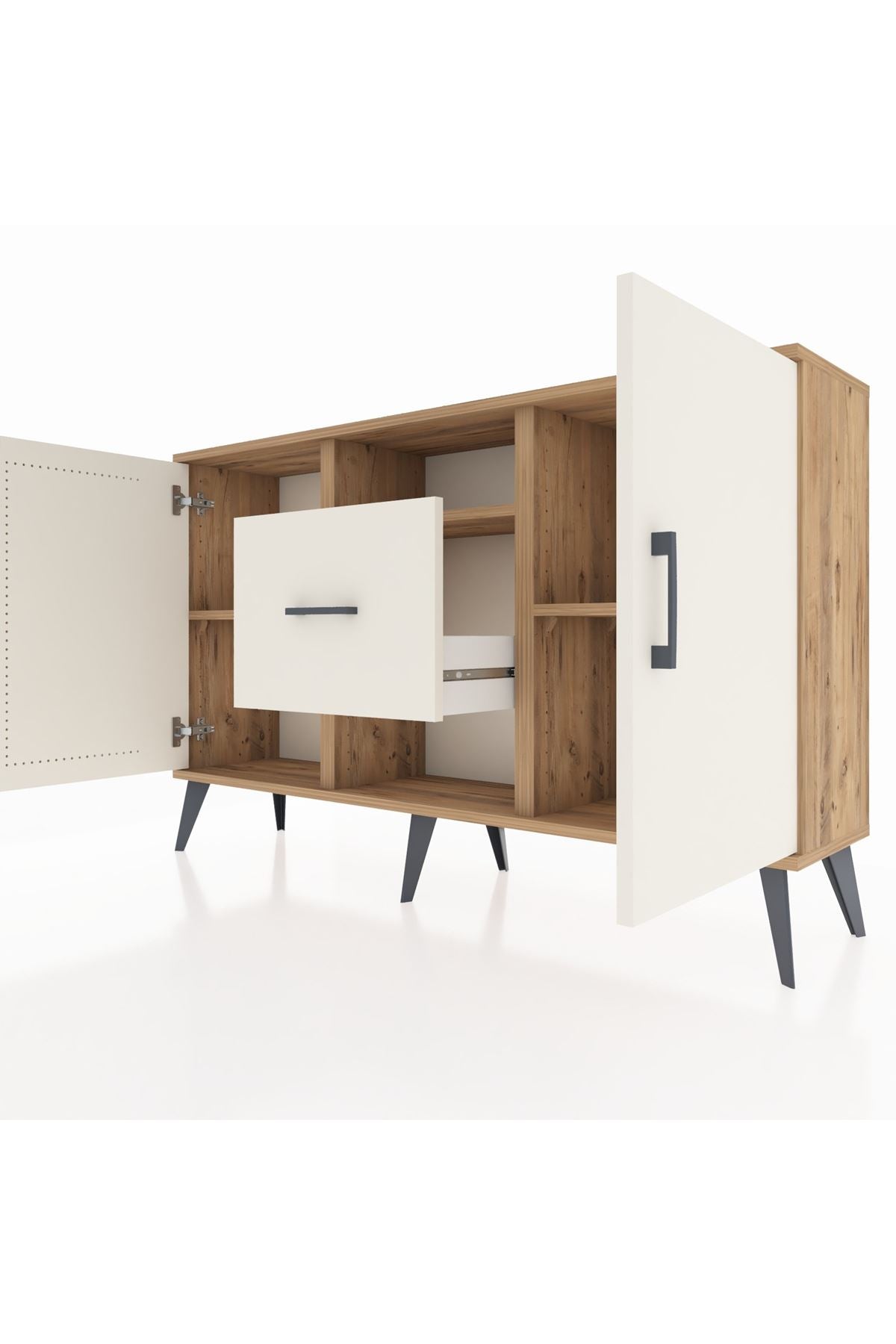 Arges Konsol 3 Raflı Tek Çekmeceli 2 Kapaklı 132x30x83 - S144M037V22A