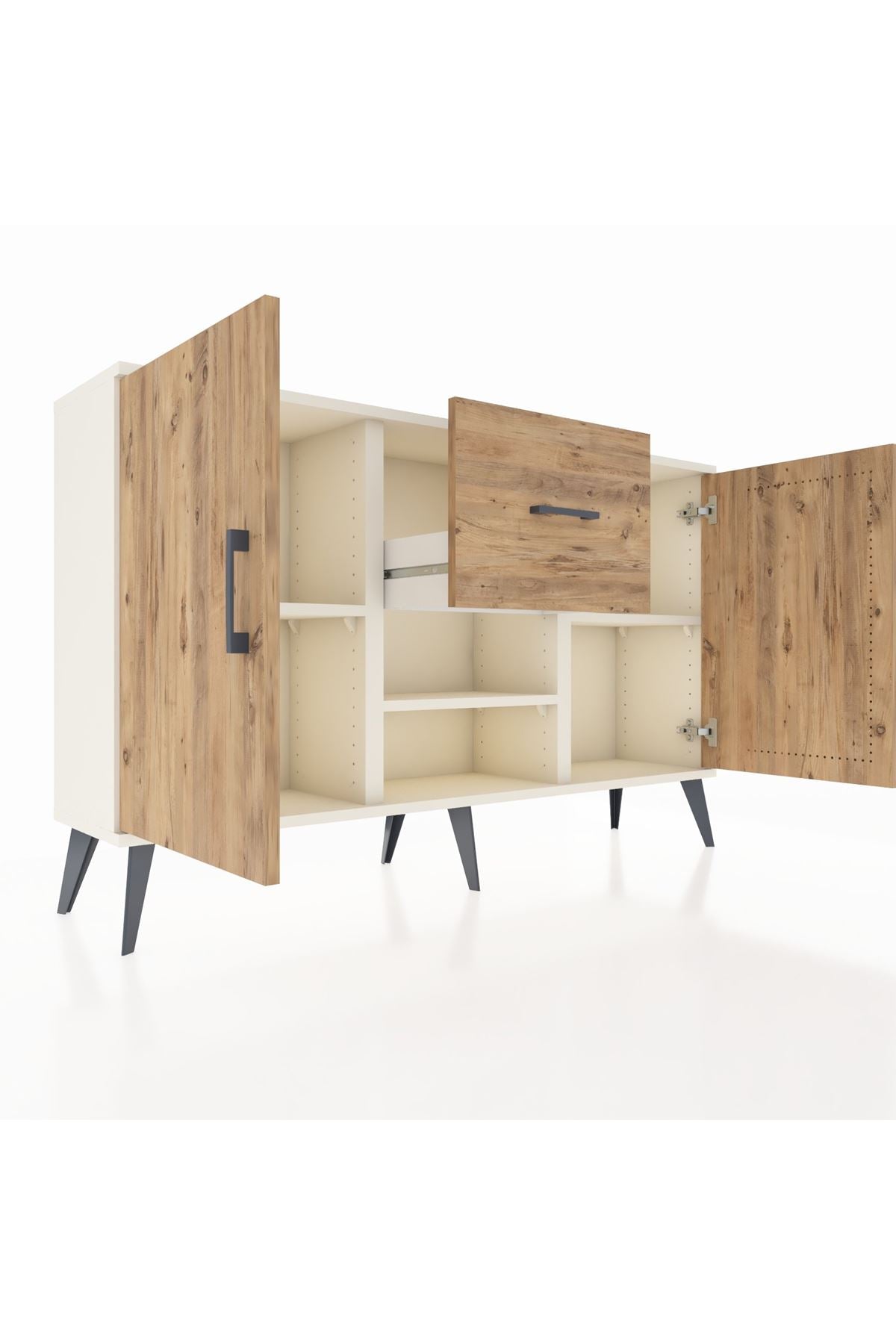 Arges Konsol 3 Raflı Tek Çekmeceli 2 Kapaklı 132x30x83 - S144M038V03A